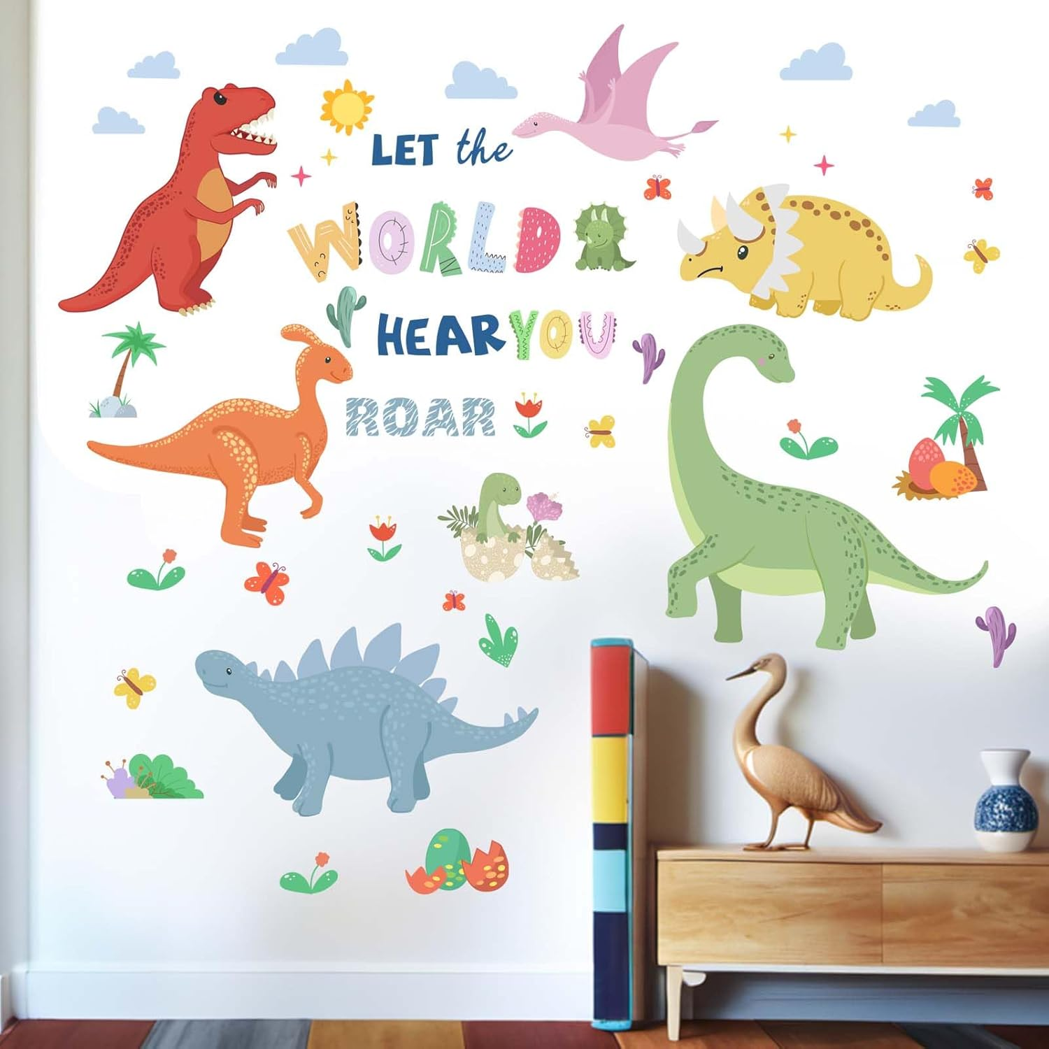 Dinosaur Wall Stickers for Boys Kids: Peel and Stick Dino Wall Decals for Boy Room Baby Nursery - Ages 1-12 Years Vinyl Decor image number 2