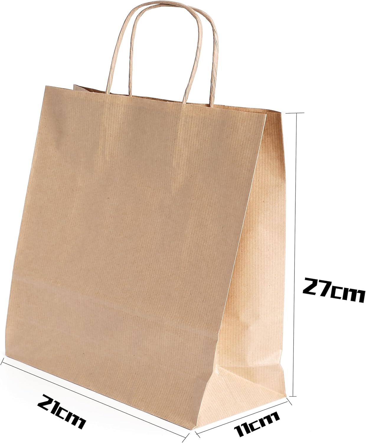 CORORIO 30 Pack Brown Kraft Paper Gift Bags with Handles,21X11X27 CM Small Bags Kraft Paper Bags for Thank You'S Day Shopping Birthday Grocery Retail Business Party image number 2