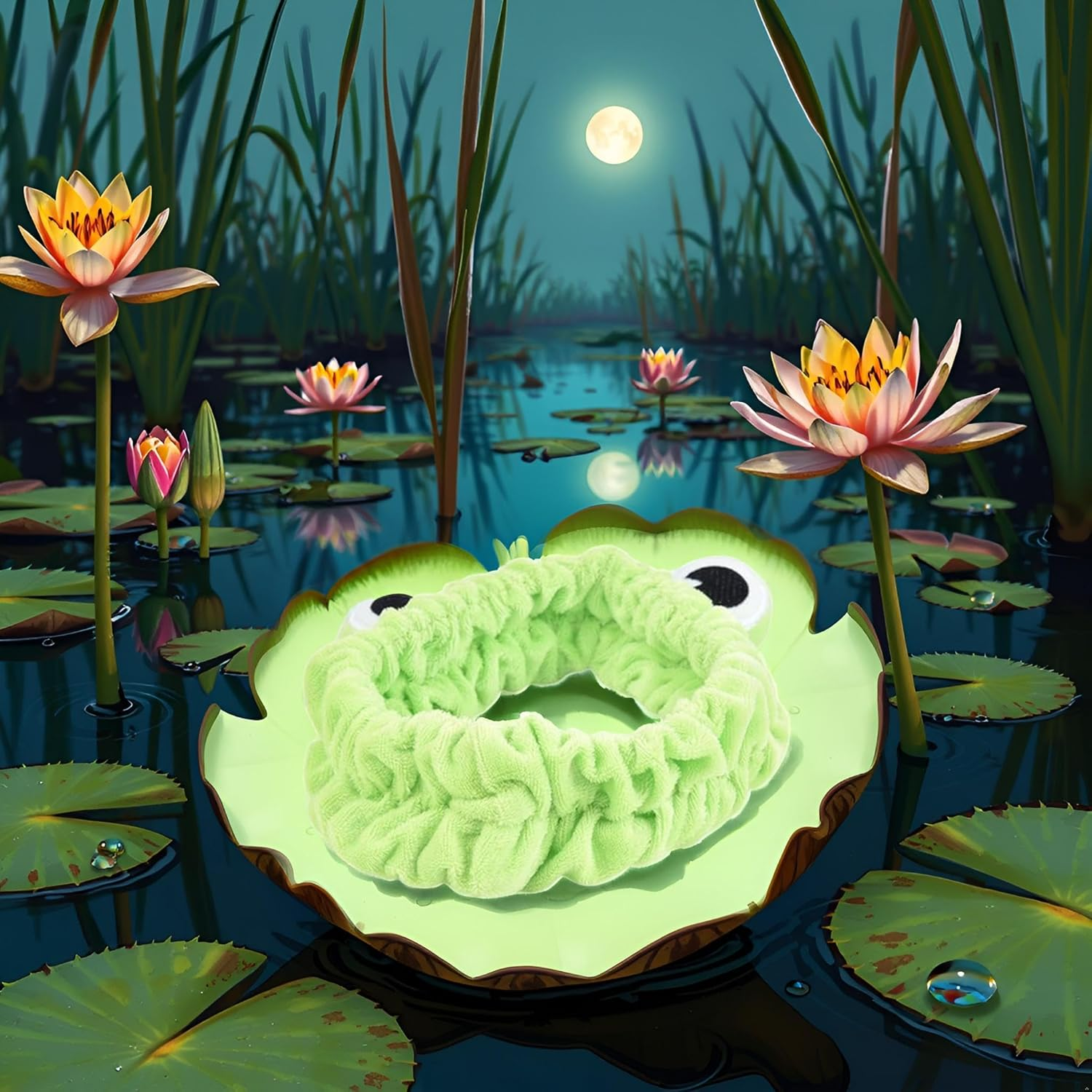 Green Funny Frog Makeup Headband Wide Brim Elastic Hair Bands Cute Girls Hair Bands Women Hair Accessories Fashion Hair Band Durable Design Hair Styling Accessories image number 5