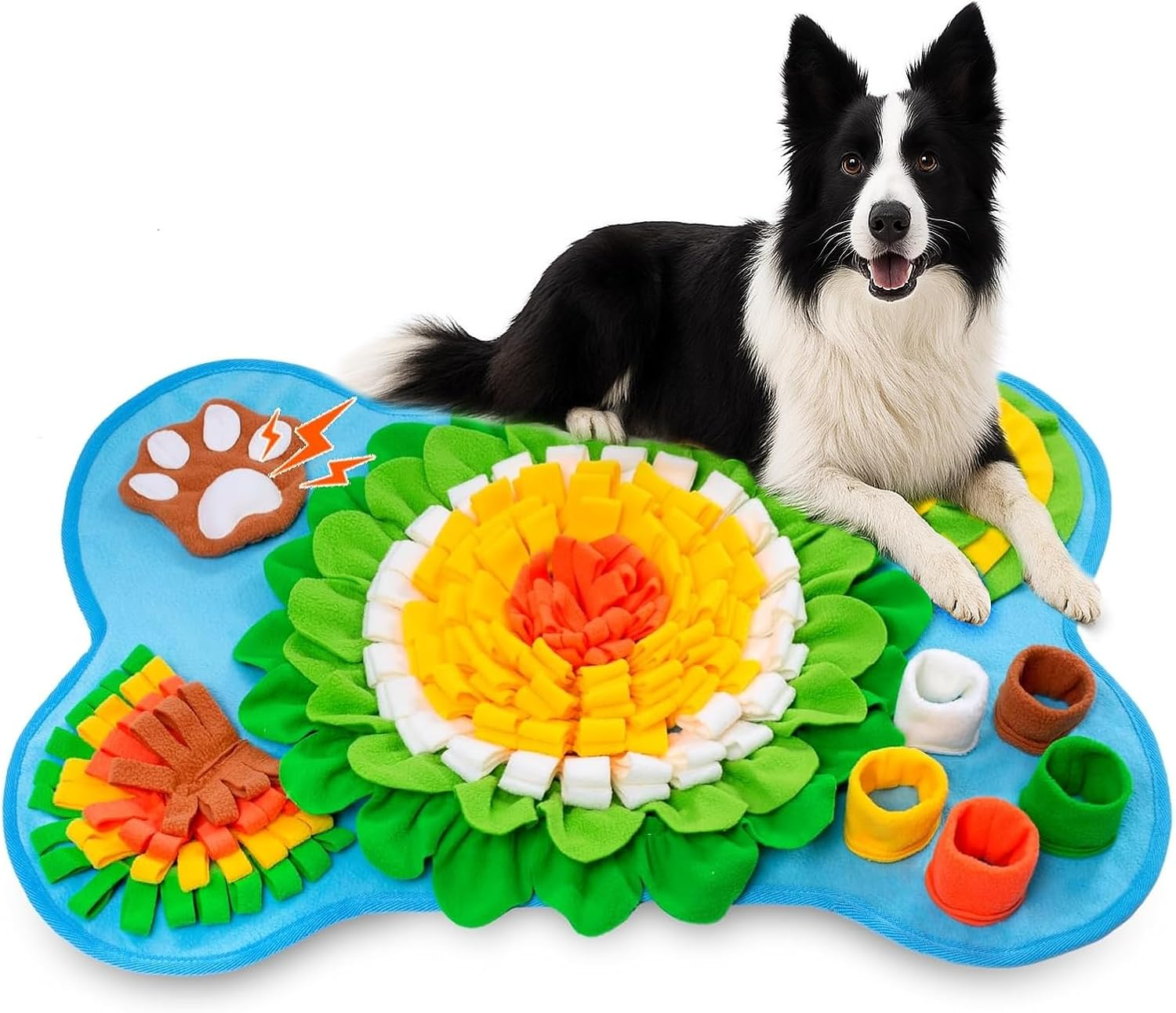 Adpartner Pet Snuffle Mat for Dogs, 25"X17" Interactive Dog Foraging Mat Slow Feeding Pad for Small Medium Dogs, Soft Treat Dispenser Pad Pet Feed Game for Training & Encourage Natural Foraging Skills image number 4
