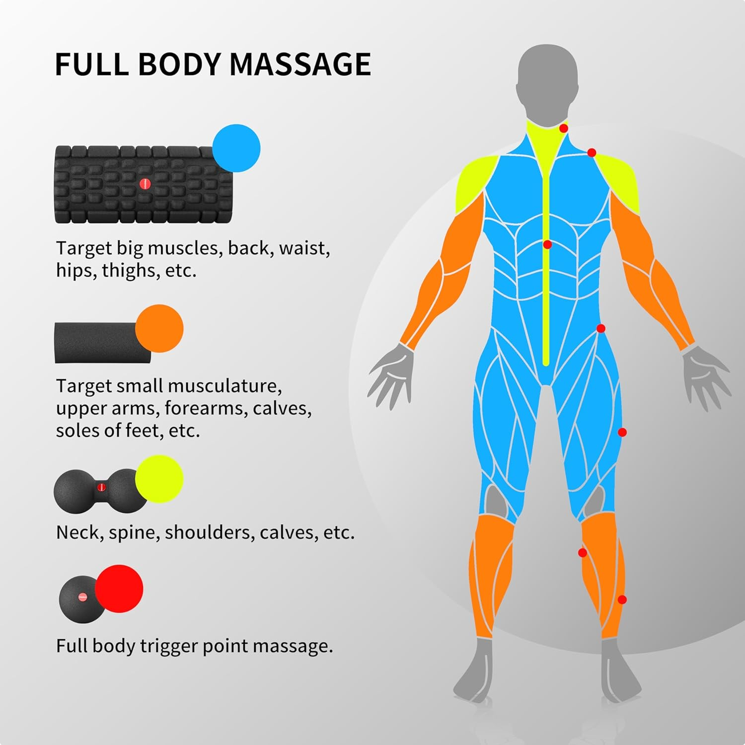 PROIRON 5 in 1 Foam Roller Set for Deep Tissue EPP Muscle Massage, Trigger Point Fitness Exercise Patented Foam Roller, Massage Roller, Massage Ball, Peanut Massage Ball,Mini Rolle for Whole Body Release(Black) image number 1