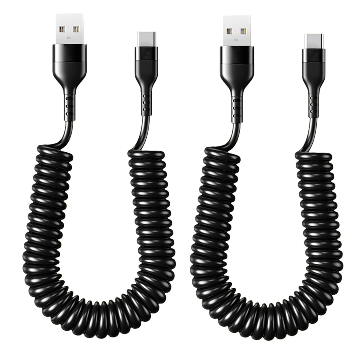 Coiled USB C Cable 120W 2-Pack, 1M USBA to USBC Fast Charging Car Cord with Extra Durability & Data Sync for Iphone 17/16/15, Galaxy S25/S24, Ipad, Macbook, Carplay and Android Auto image number 6