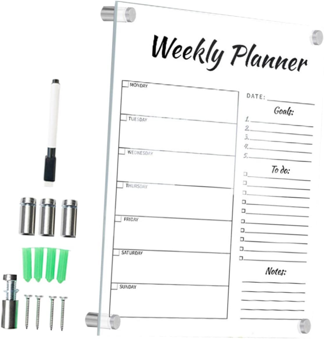 HOODANCOS 1 Message Writing Board Whiteboard Calendar Clear Magnets Handwritten Memo Board Desk Whiteboard Creative Message Board Acrylic Office Whiteboard Eraser Menu Board