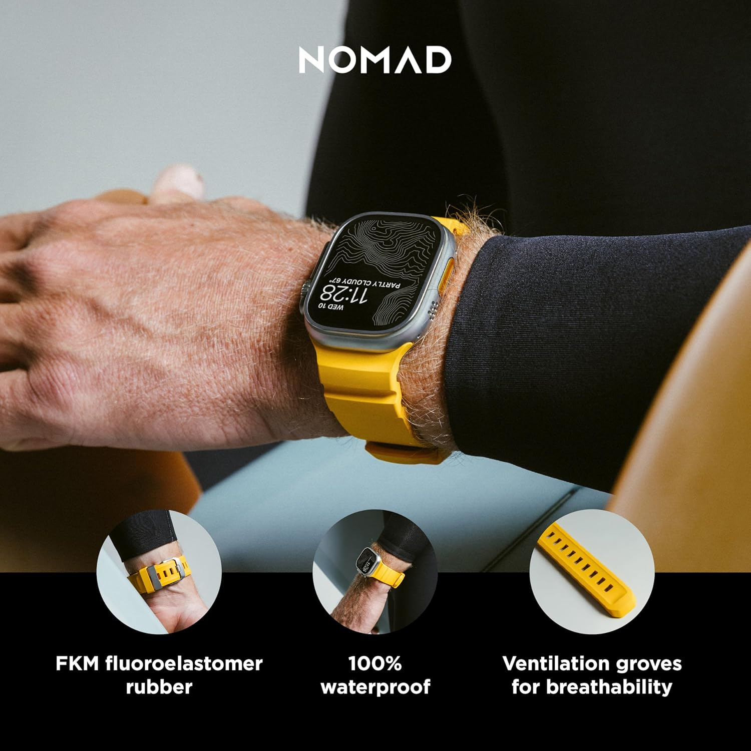 NOMAD Apple Watch Sport Band Rocky Point Apple Watch Band with Titanium Hardware, Adventurous Rugged Apple Watch Band for Men and Women - Apple Watch Ultra Band - Atlantic/Black Hardware image number 6