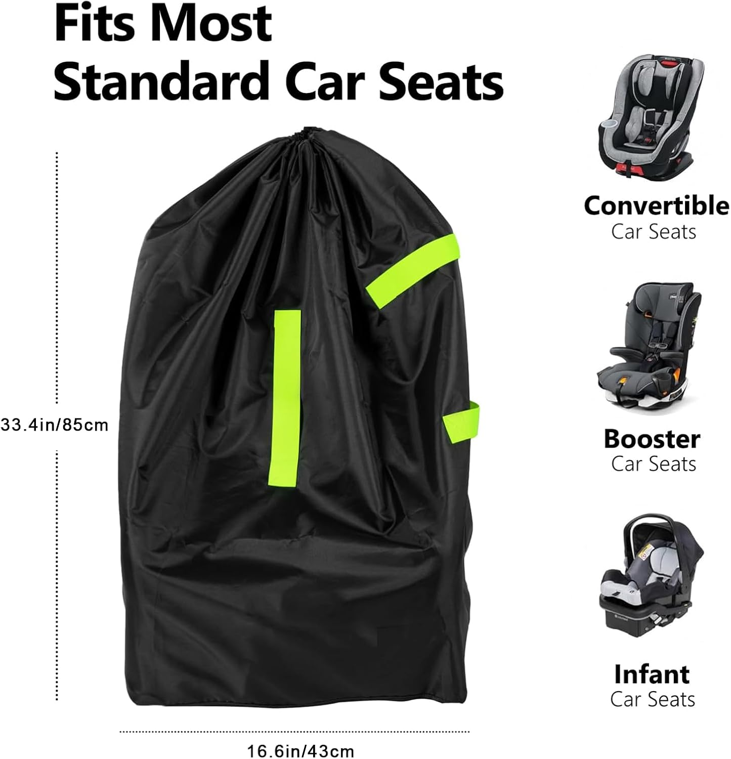 Car Seat Travel Bag，Stroller Bag for Airplane - Large Tear Resistant Gate Check Bag for Airplane，Fits Convertible Car Seats or Double Strollers，Durable Easy Carry Air Travel Water Resistant Protector