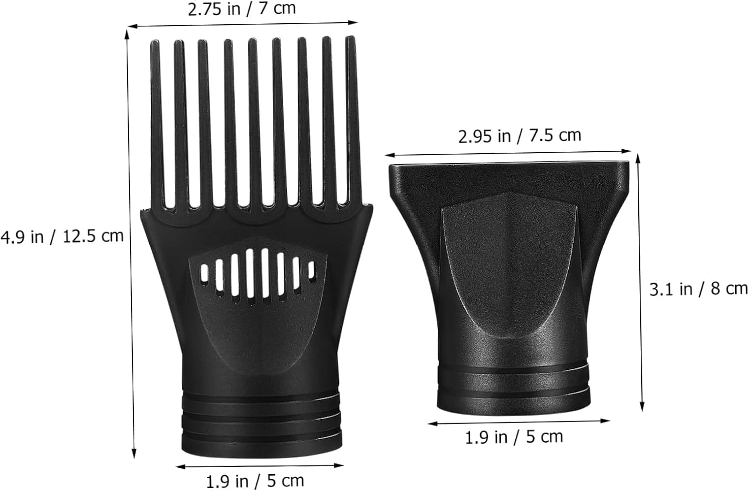 WOONEKY 2 Pcs Professional Hair Dryer Nozzle Attachments Universal Blow Dryer Comb Diffuser Flat Head + Long Comb Nozzle Hair Dryer Accessories for and Styling