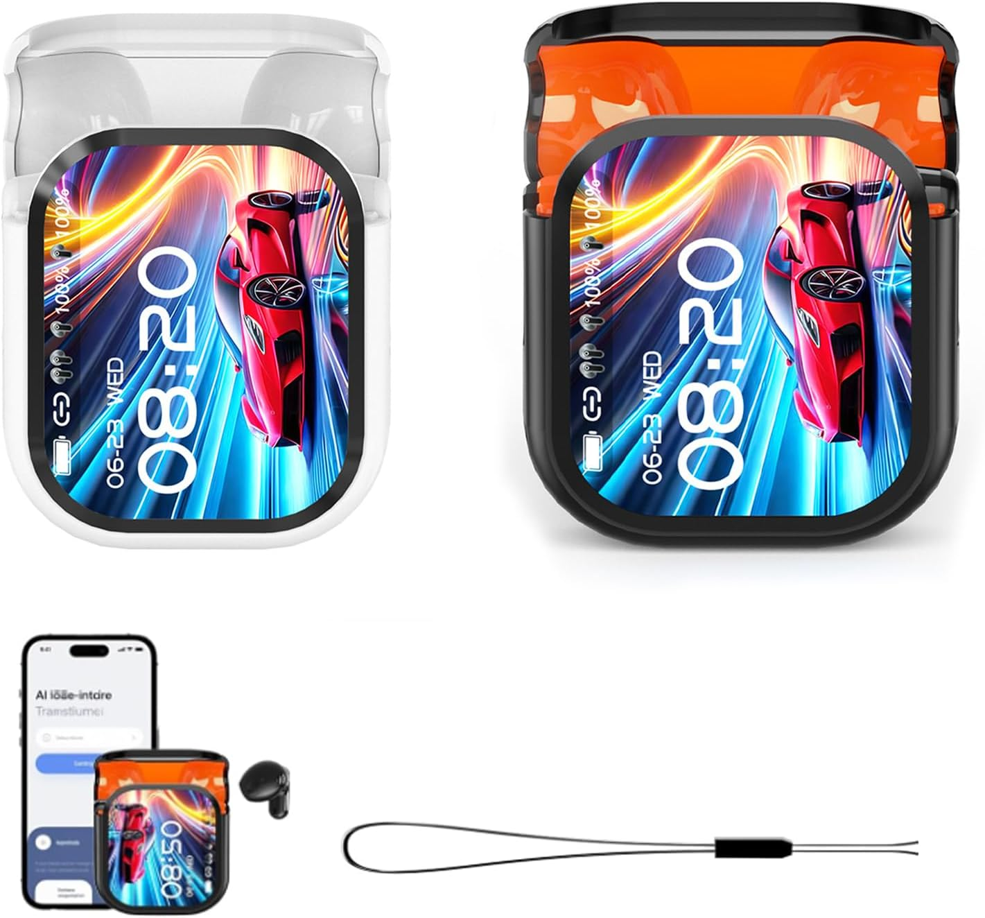 NE20 Earbuds AI Translation Earbuds Real Time, NE20 Translation, with 140 Language AI Translator Real Time, LCD Touch Screen Sport Wireless Headphones, IPX6 Waterproof (White)