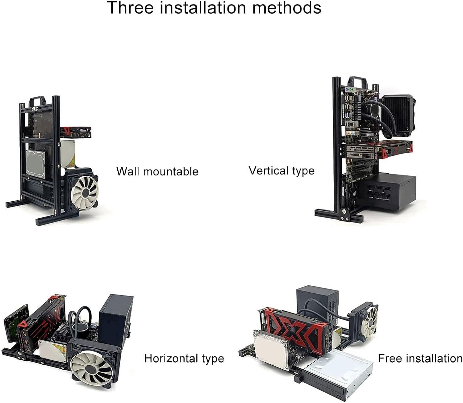DIY Computer ATX Motherboard Case Rack, Vertical Aluminum Frame Chassis, Open Bracket with Good Heat Dissipation image number 3