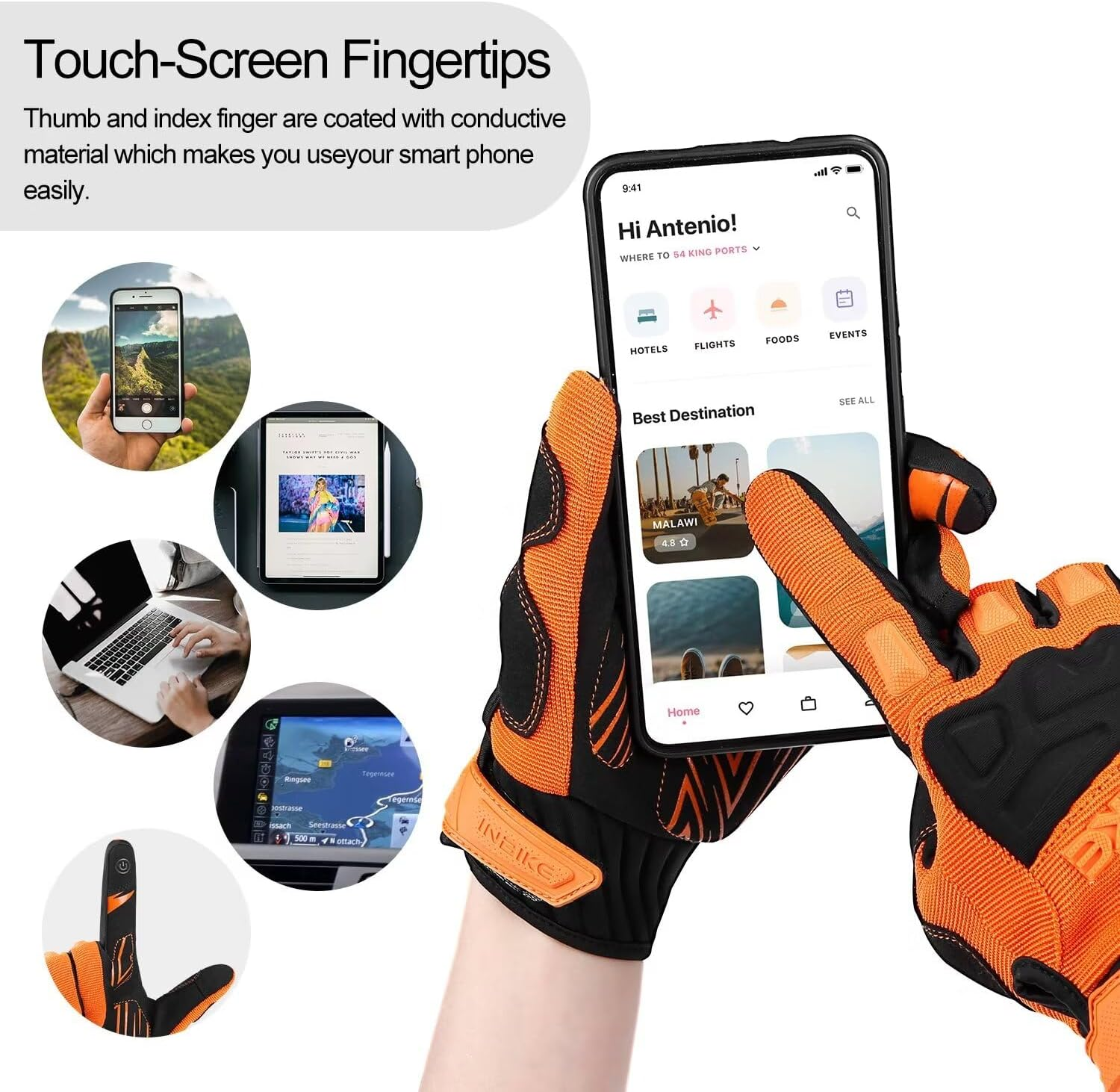 INBIKE Mountain Bike Gloves for Men Knuckle Guard Padded Men'S Cycling Gloves Breathable for MTB Motocross Racing Dirtbike Biking image number 5