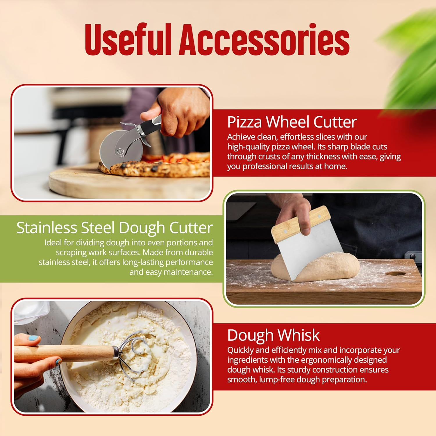 YAANI Pizza Proofing Box Set, Pack of 2 Stackable Bread Proofing Boxes with Lids, Pizza Wheel, Dough Whisk, Dough Scraper, Perfect for Sourdough, Food Storage Containers image number 6