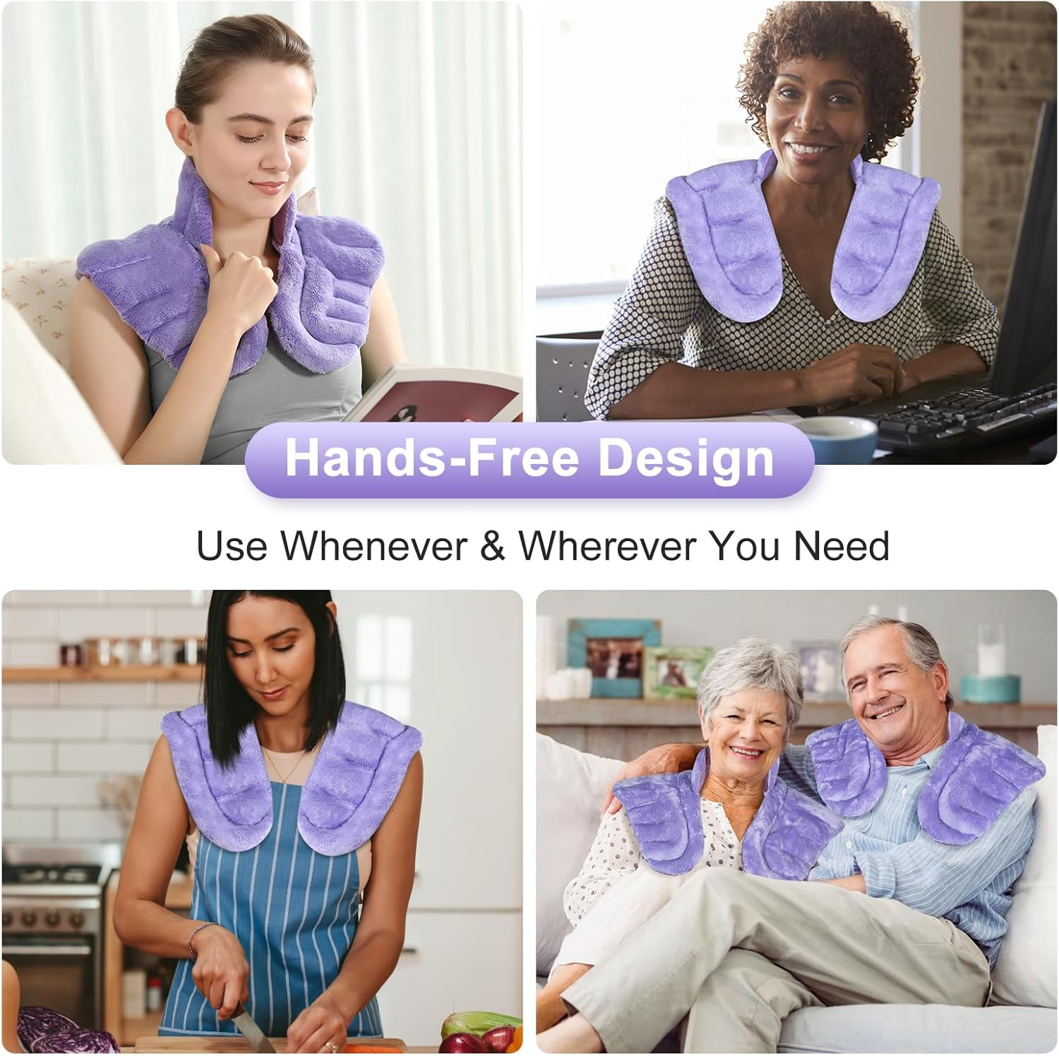 Suzzipad Microwave Heating Pad for Neck and Shoulders, Weighted Shoulder Wrap to Reduce Discomfort, Heated Wraps with Herbal Aromatherapy, Moist Heat Warmer Hot & Cold Compress