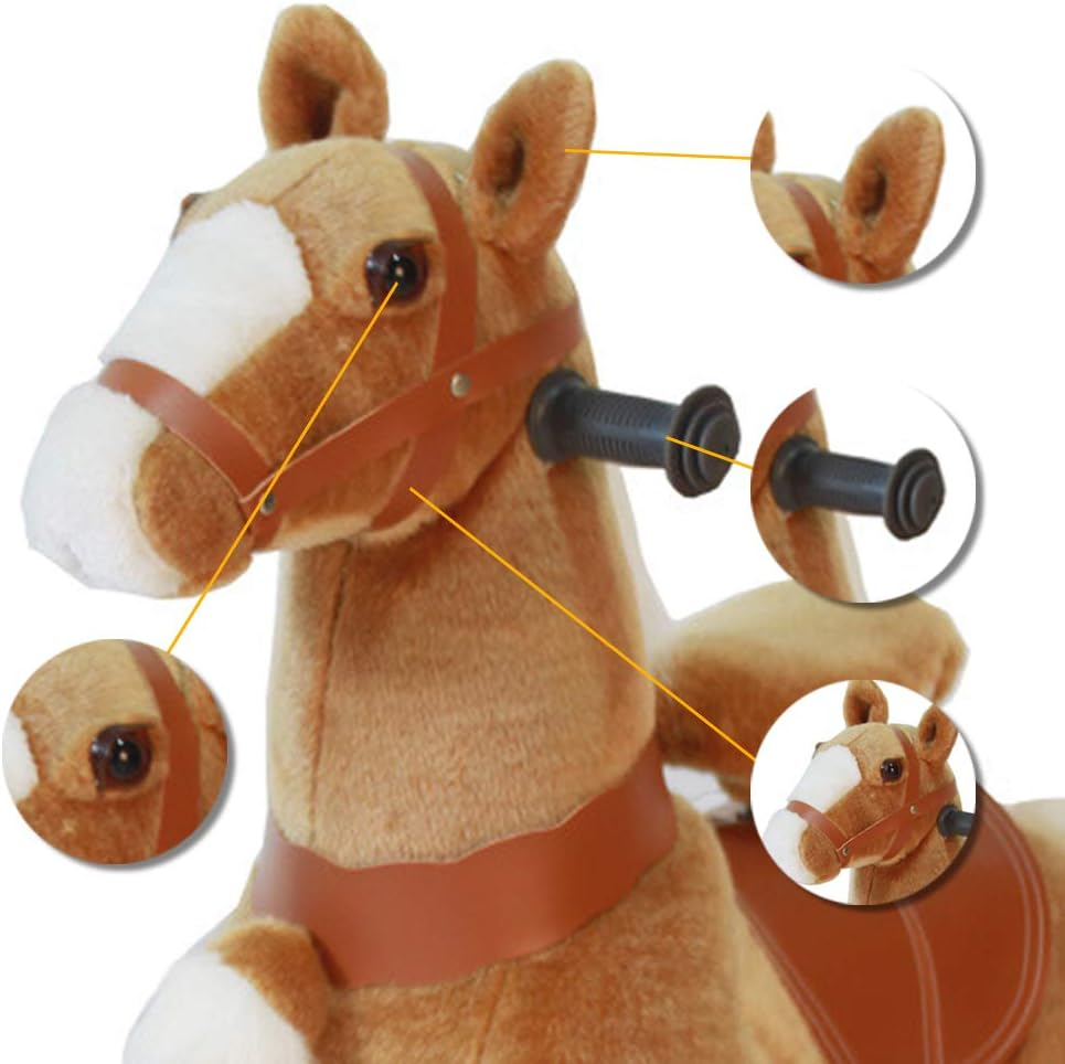 (3-5Years, Brown) - Ride on Horse Rocking House Natural Mechanical Real Walking Horse Unicorn Horse Small for Age 3-5 (Brown, 3-5Years) image number 6