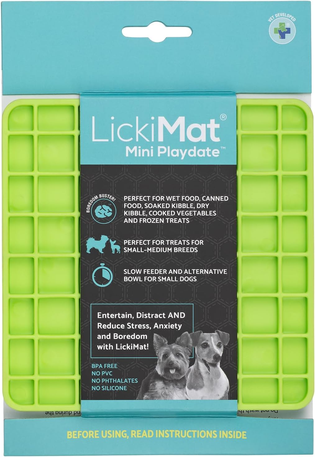 Lickimat Mini Classics - Interactive Pet Feeding Mat for Dogs, Slow Feeder with Modern Design, Enrichment for Family Bonding and Anxiety Relief