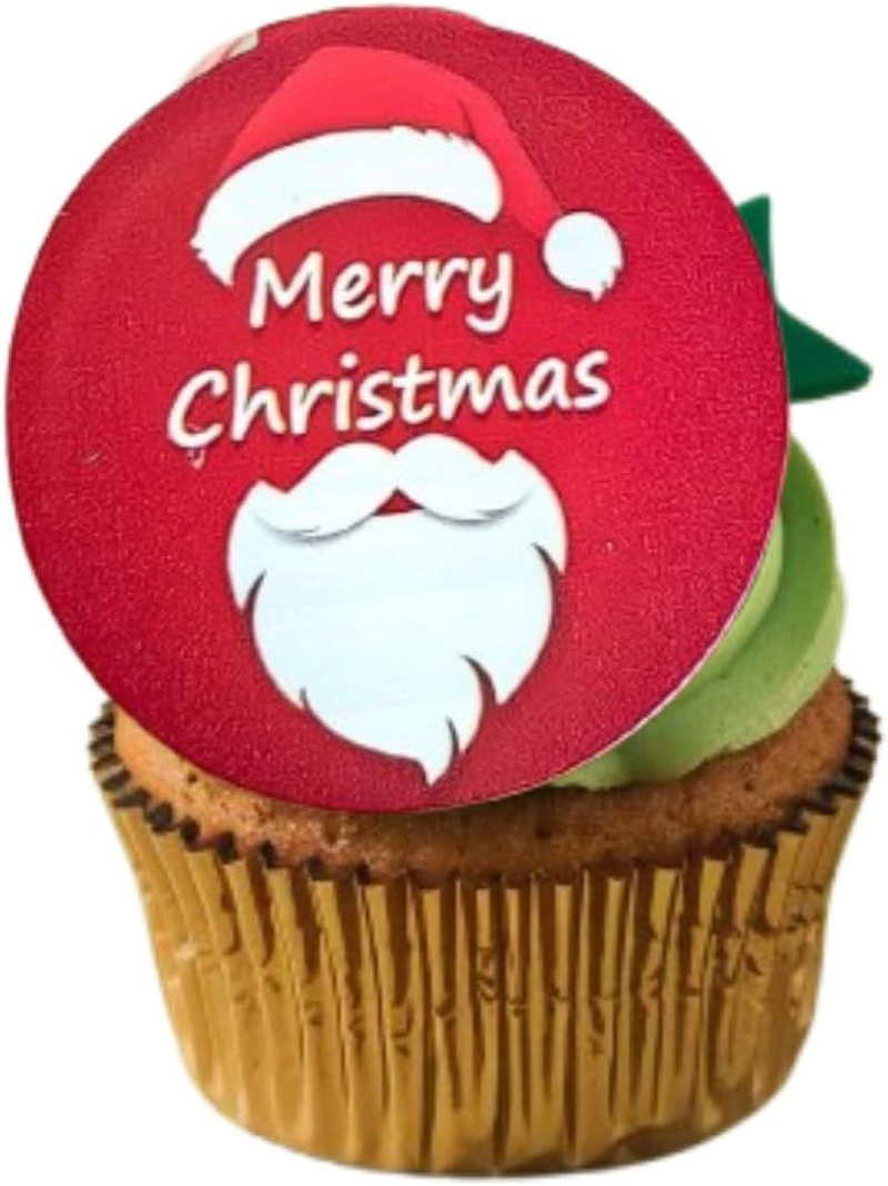 3 LITTLE DESSERTS UV Printed Acrylic Cupcake Toppers - Christmas Bauble Edition - Pack of 6