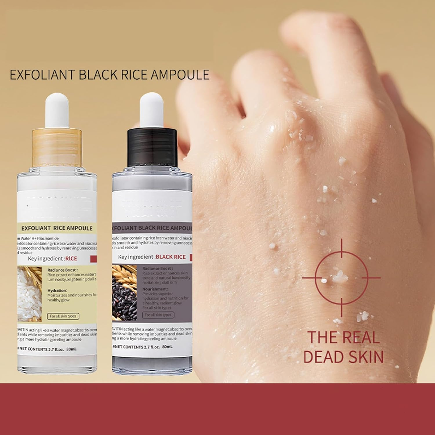 Peel Shot Black and White Rice Set + Calcium Multi Balm Stick for Eyes,Glow Rice Ampoule Duo for Glowing Skin,Gentle Soft Exfoliator with Brightening & Deep Hydration for All Skin Type