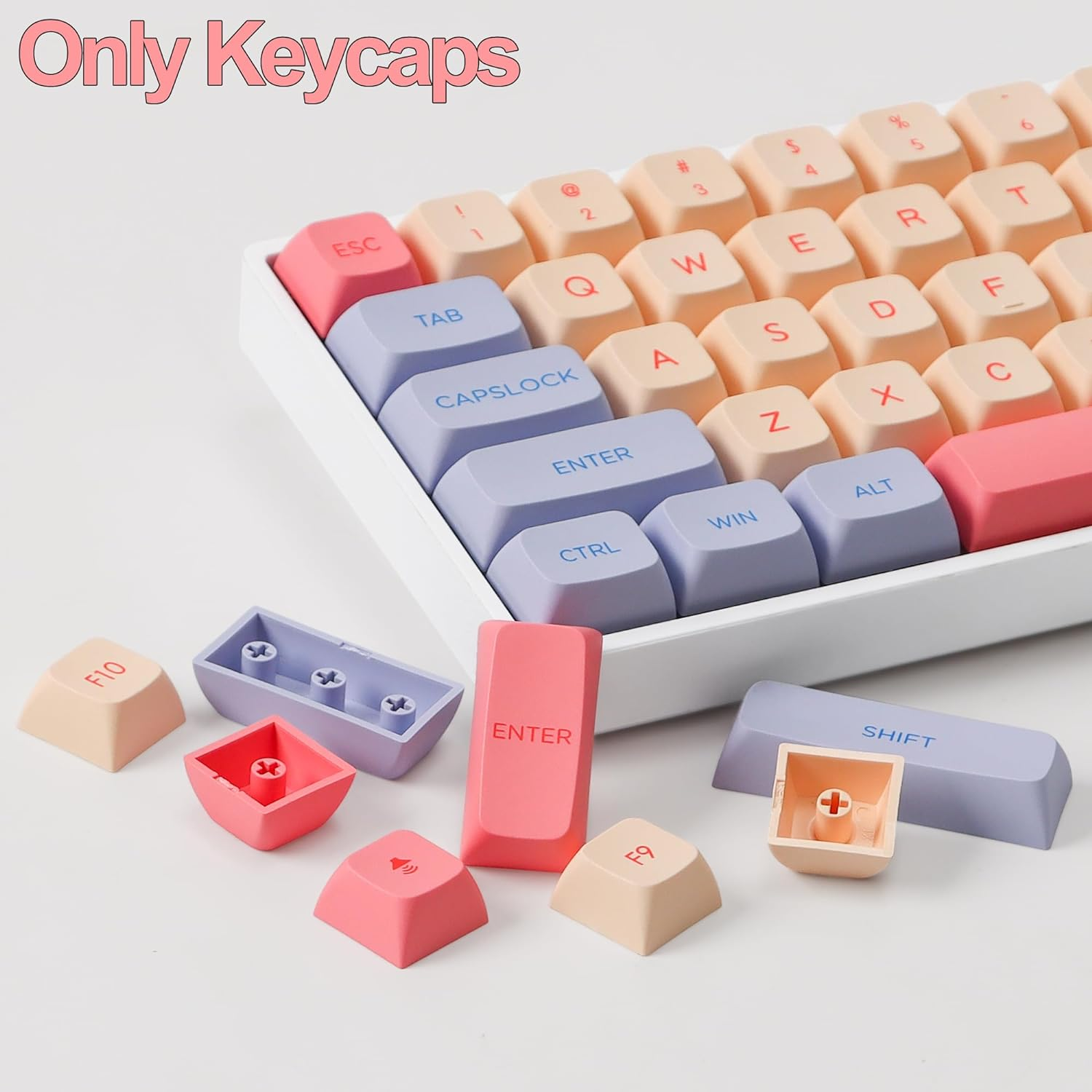 Fogruaden PBT Keycaps 132 Keys Marshmallow Set, XDA Profile, Dye-Sublimation Cute for Cherry Gateron MX Switches Mechanical Keyboard image number 4