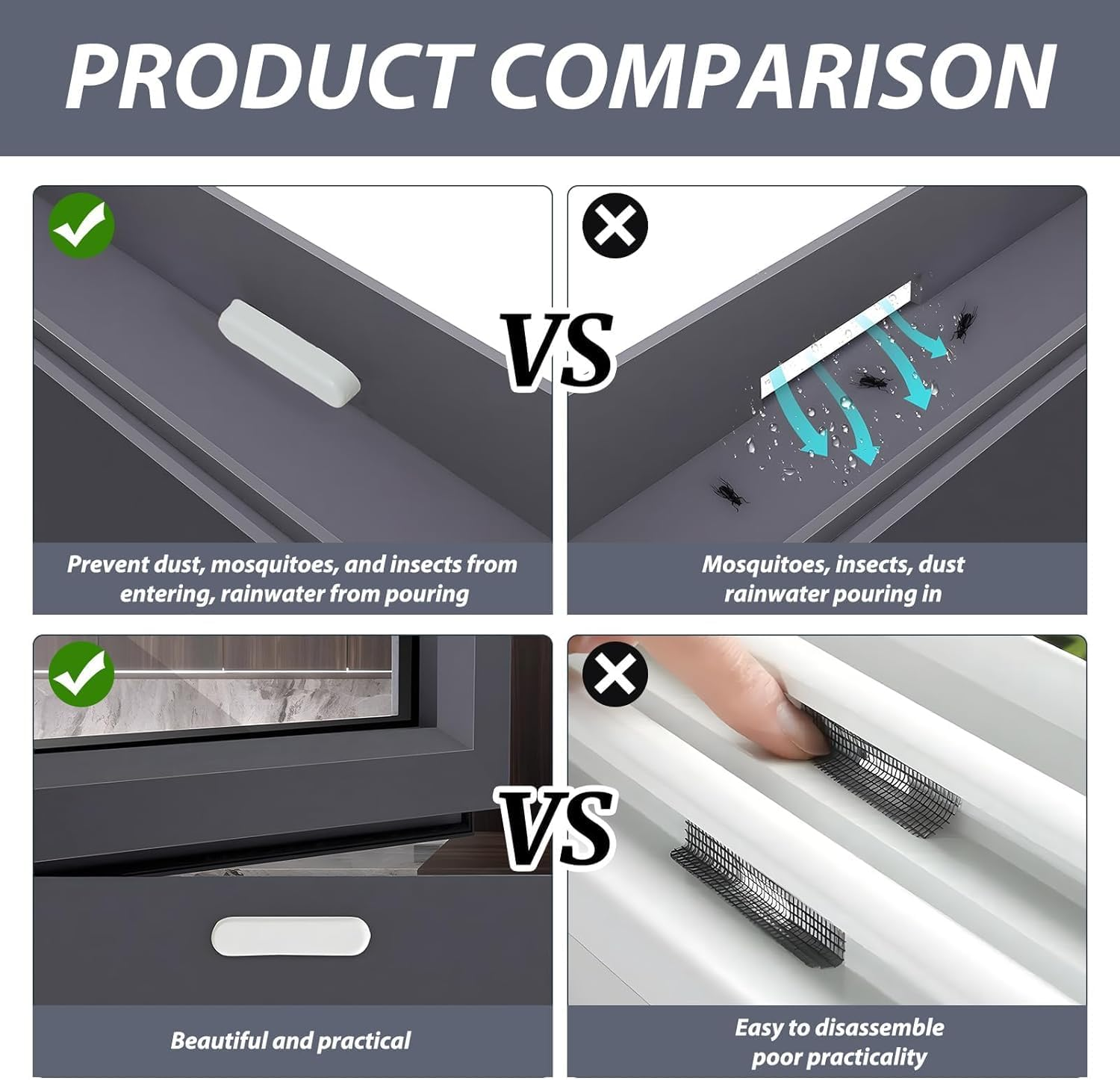 Xinghonyac 20 Pcs Weep Hole Covers, Window Drainage Cover Caps, Drainage Caps, Window Sill End Caps, Windows Sill Cover Hole Suitable for UPVC Window Fittings (White) image number 5