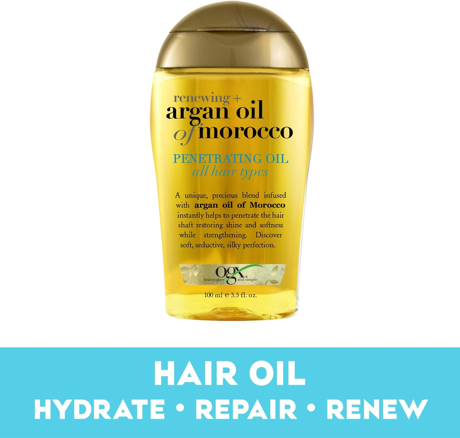 Ogx Renewing + Hydrating & Shine Argan Oil of Morocco Penetrating Hair Oil for Dry & Heat Styled Hair 100Ml|Moisturize,Revive & Create Softness &Strength (Pack of 2) image number 3
