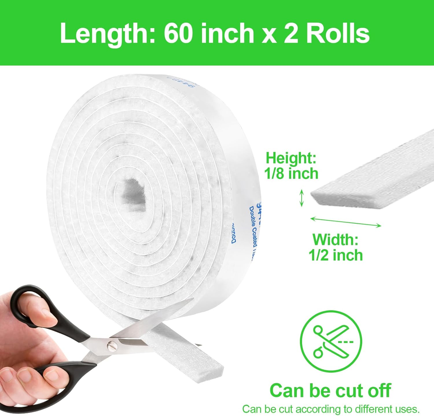 Felt Strips with Adhesive Backing, Felt Tape with Adhesive Backing, Felt Furniture Strips 2 Pack Roll 1/2"X 60" White, Felt Strips for Furniture image number 6