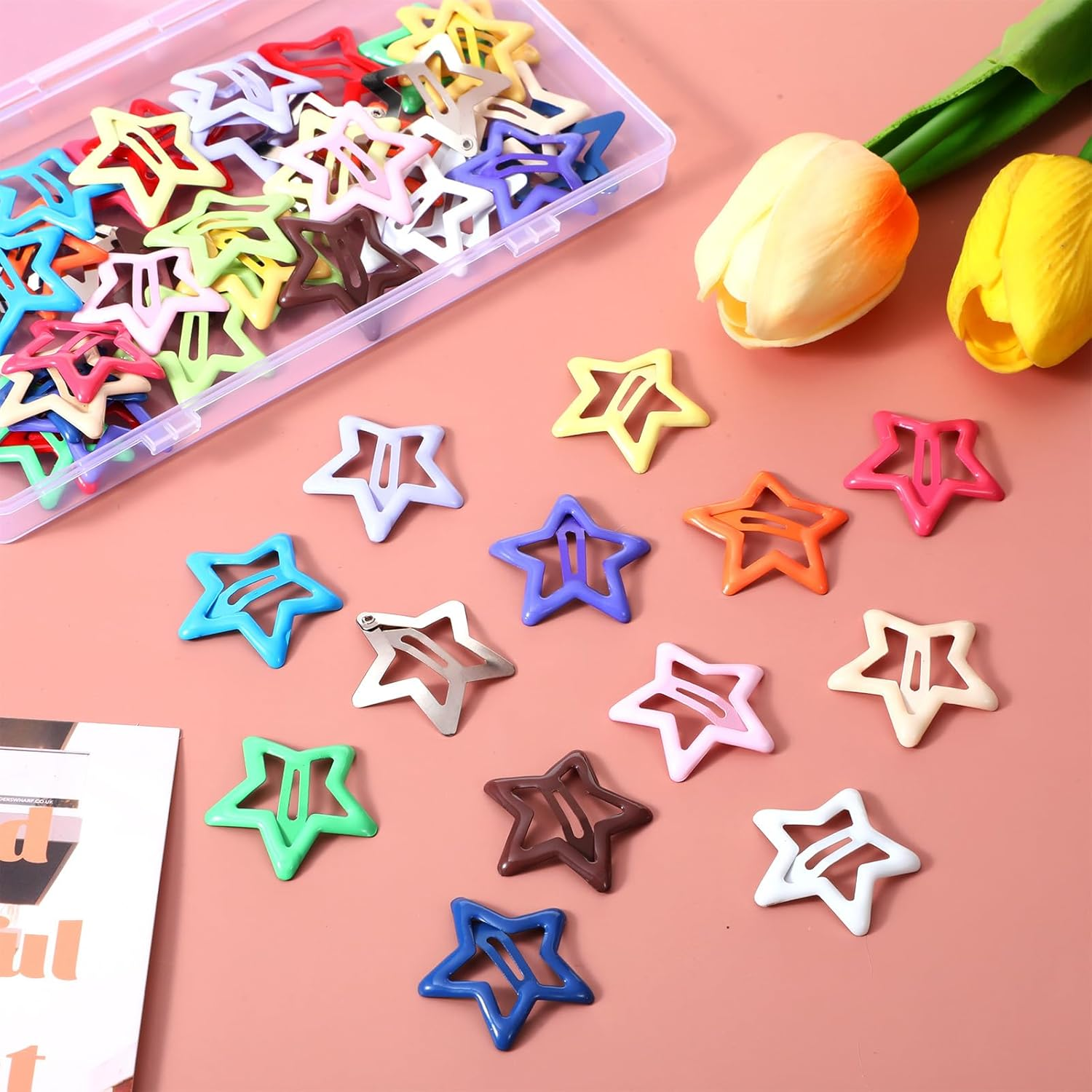YUXIANLB 50PCS Colorful Star Hair Clips for Women Star Snap Barrettes Shiny Hair Clips Stars Hairs Accessories Cute Stars Y2K Accessories for Girls Non-Slip Metal Barrettes Kawaii Rave Hairclip image number 6