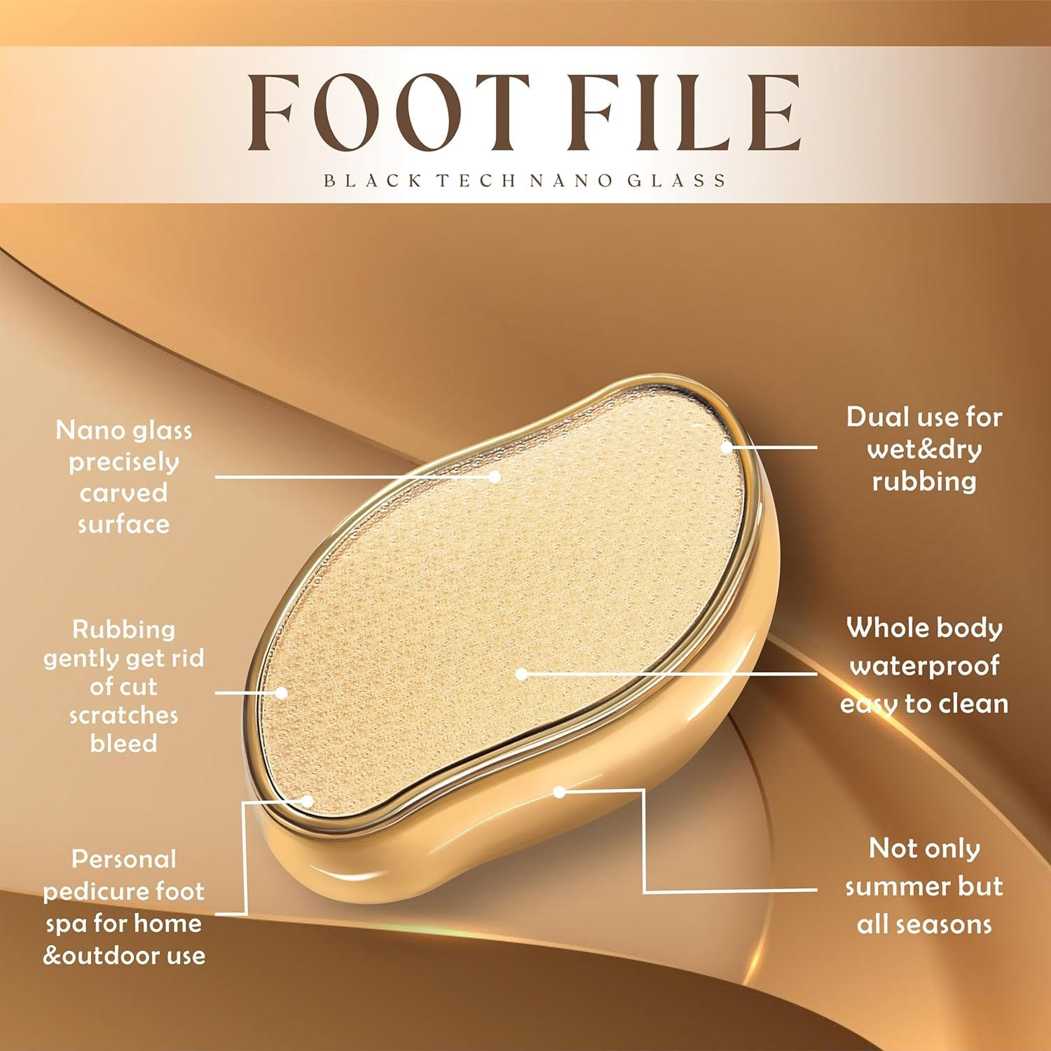 Generic Callus Remover for Feet, Safe and Durable Nano Glass Foot File Professional Foot Care for Dead Skins, Foot Calluses, Foot Corns and Foot Cuticles (Gold) image number 1