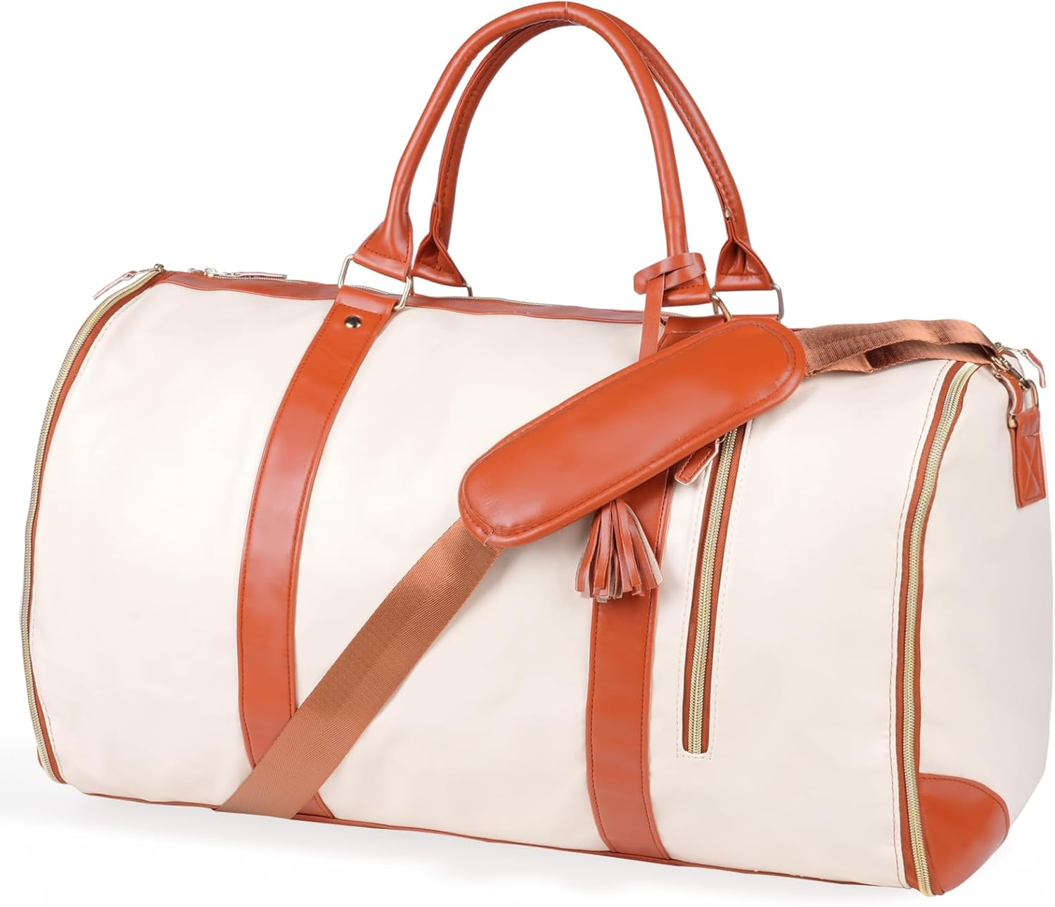 Disna Convertible Garment Bag for Travel- Waterproof Leather Convertible 2 in 1 Carry on Garment Bag with Shoe Compartment Garment Duffel Bag for Women (Black)