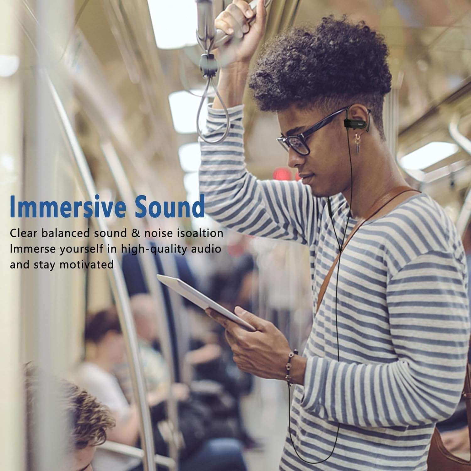 Wired USB C Headphones for Iphone 15, Ipad, Samsung, Google and Other USBC Android Phones, Type C Headphones with over Ear Hook, Microphone, Volume Control and Earbuds Case for Sports, Running image number 3