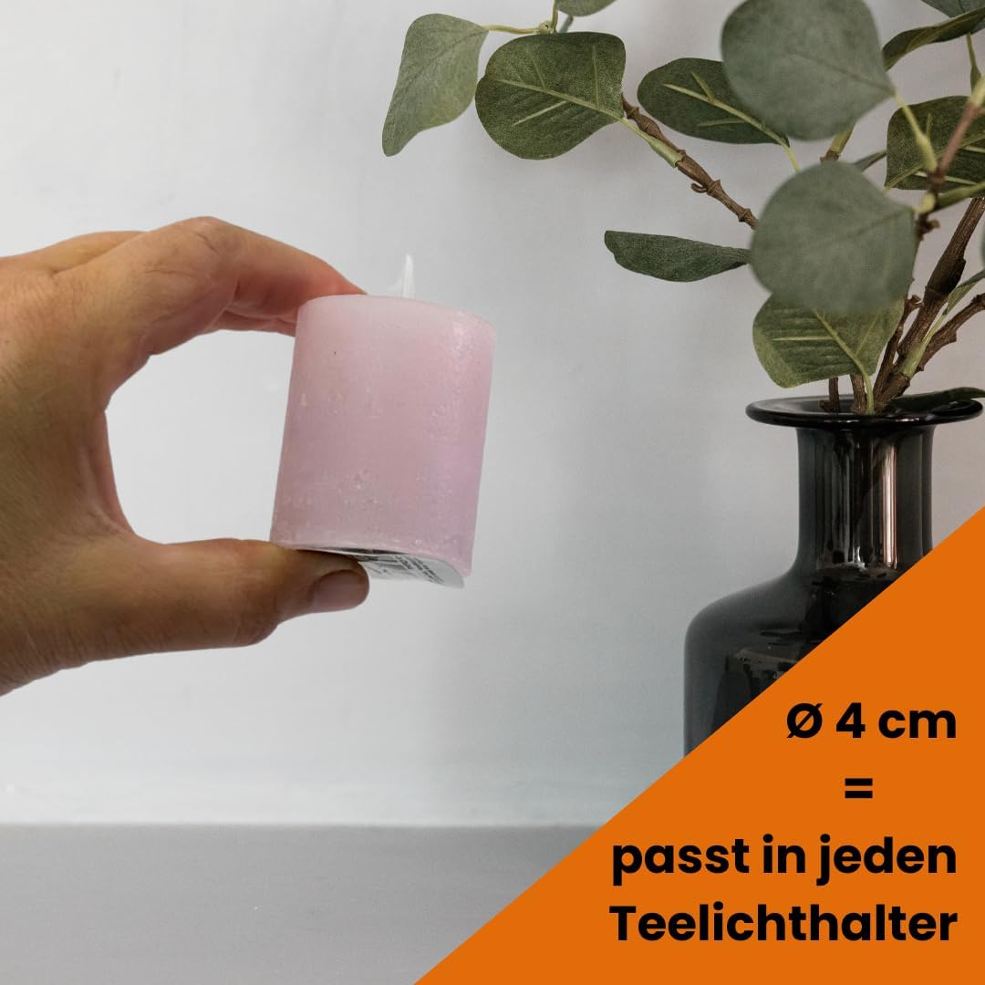 Rustic Mini Candles Approx. 4 X 5 Cm Pillar Candle in Antique Look for the Perfect Atmosphere at Home (24 X Pink) image number 3
