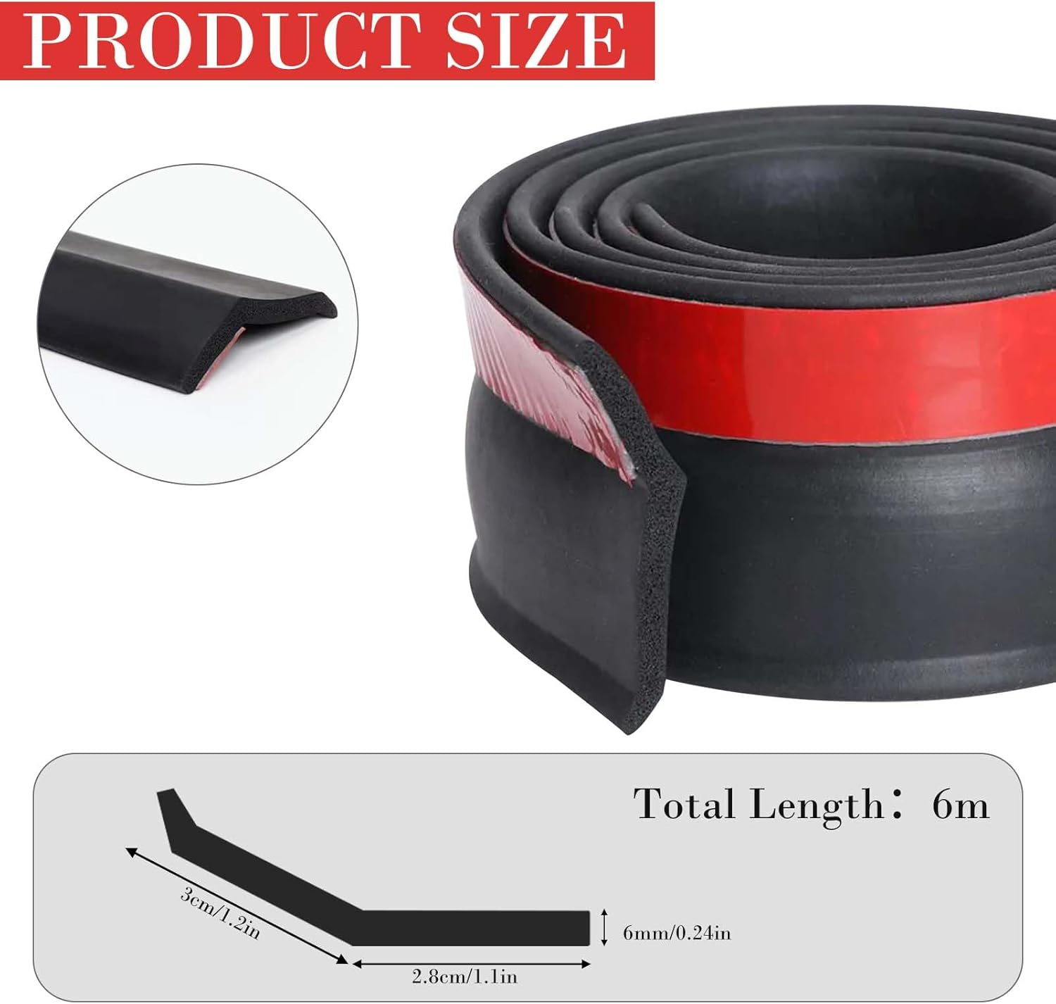 Garage Door Seal 6 M, Garage Door Seal Top and Sides Rubber Seal Strip Replacement, All-Weather Universal Rubber Garage Door Seal with Nails