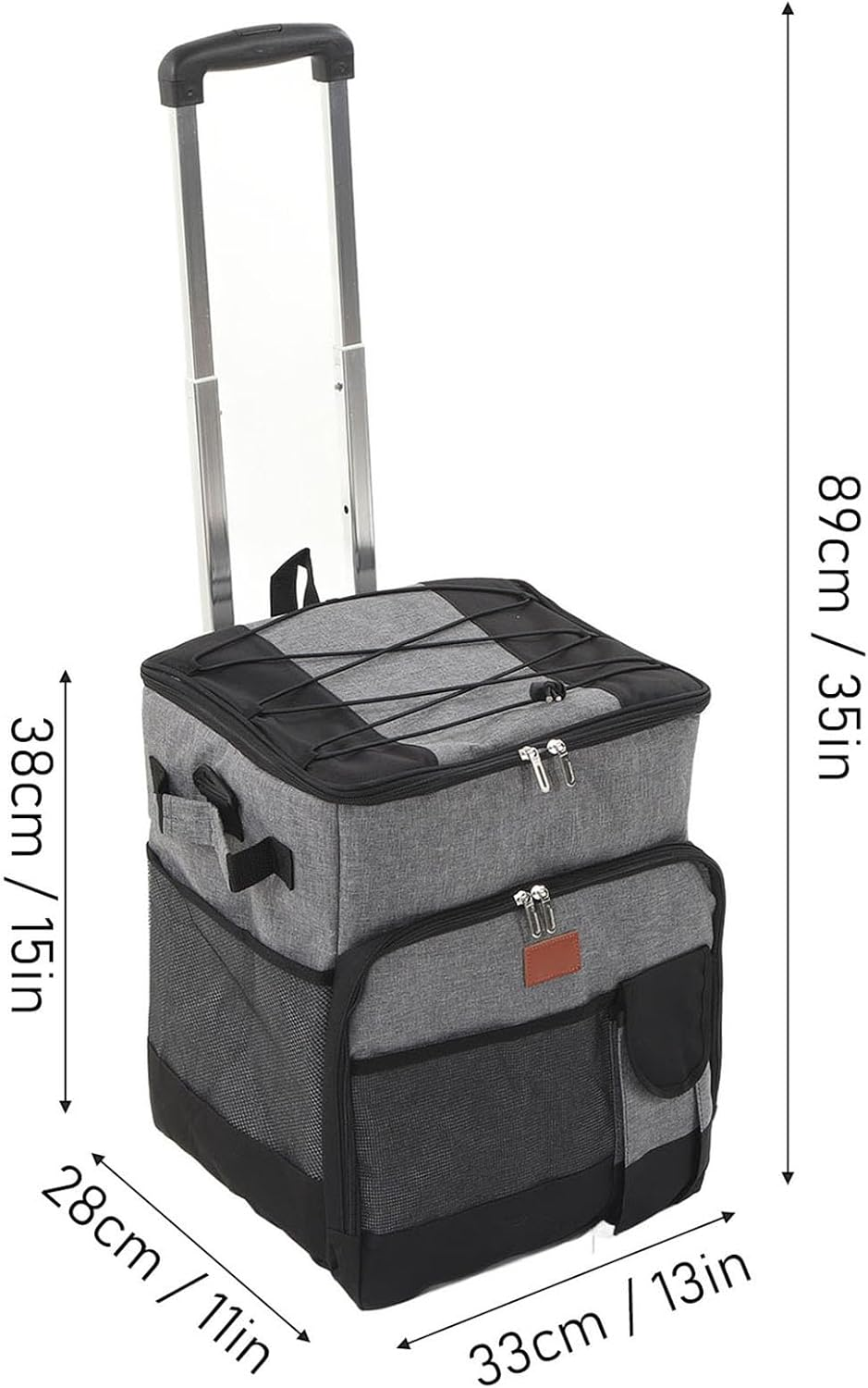 Collapsible Rolling Cooler Bag, 35L Leakproof Insulated Grocery Shopping Bags with Wheels Waterproof Oxford Cloth Lever Type Trolley Insulation Bag for Beach, Camping Patio Travel image number 3