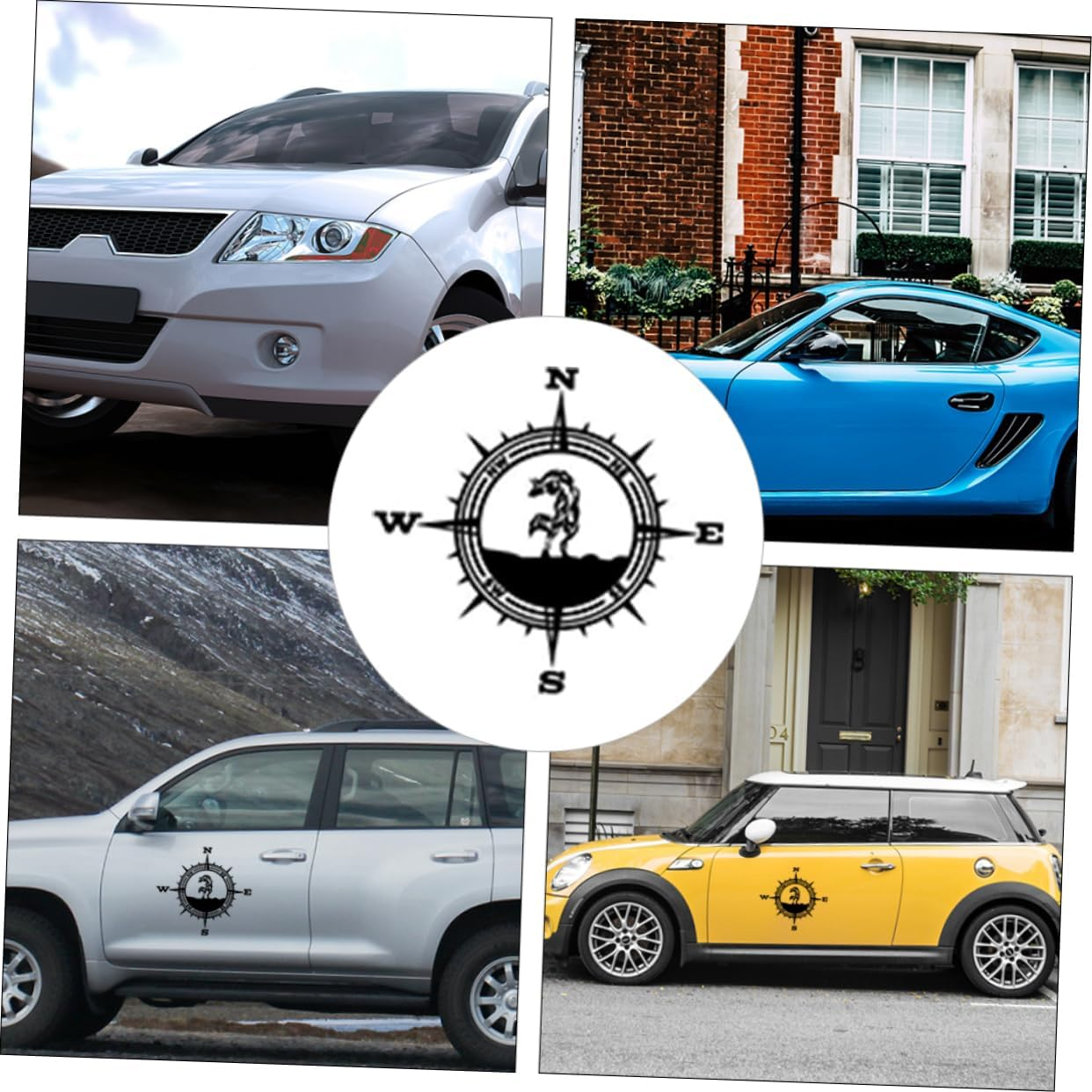 MAGICLULU Compass Mountain Car Stickers Wolf Vinyl Decal Black Vinyl Automotive Hood and Truck Door Vehicle Body Sticker for Outdoor Adventure Vehicles image number 1