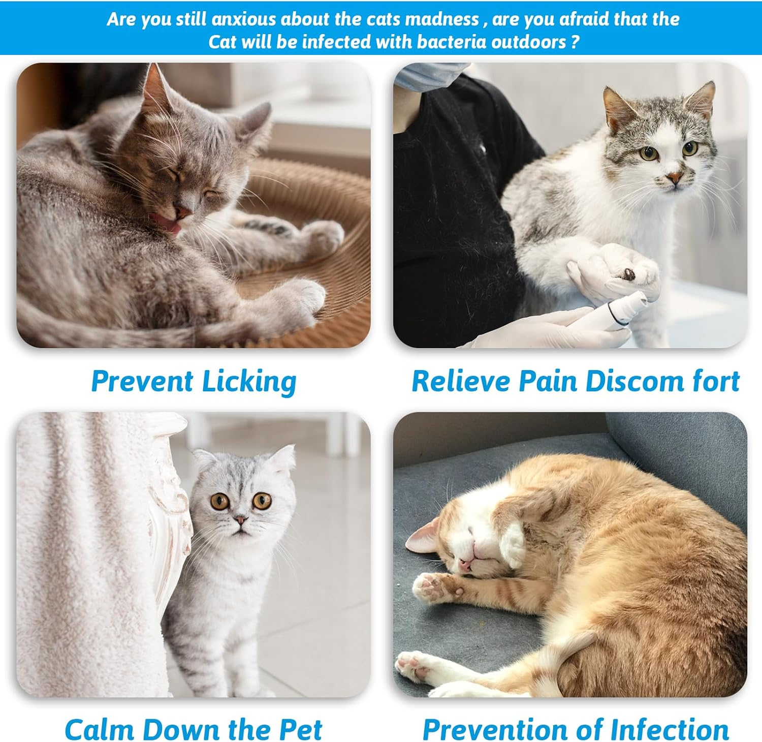 WLLHYF Cat Surgery Recovery Suit, Breathable Kitten Onesie Full Bodysuit Clothes, Post Neuter Surgery Spay Cone anti Licking, Abdominal Wound Protector for Small Male Female Pets (Medium) image number 5