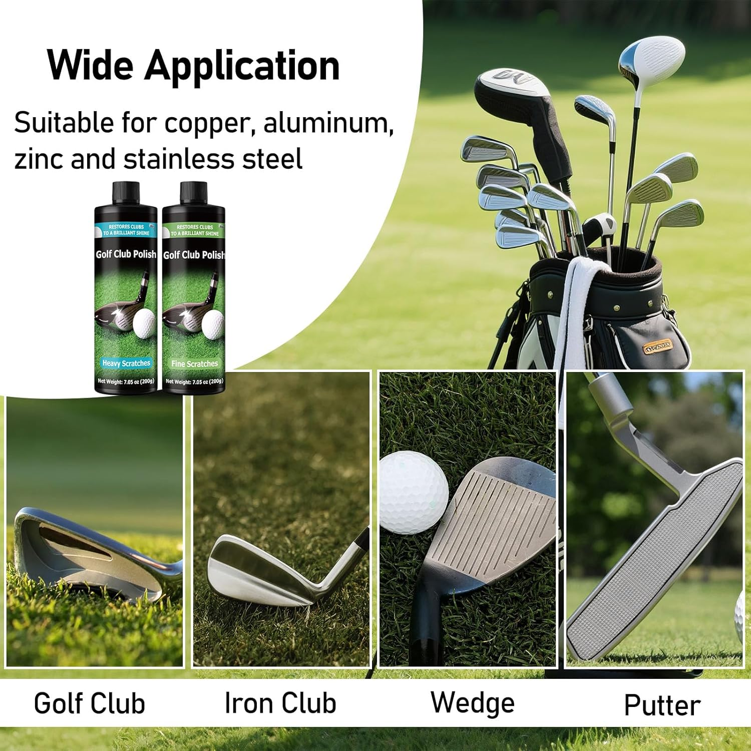 2 X200Ml Golf Club Polish, Cleaning, Polishing and Restoring Golf Clubs, Designed for Irons, Woods, Putters, Grips and Drivers