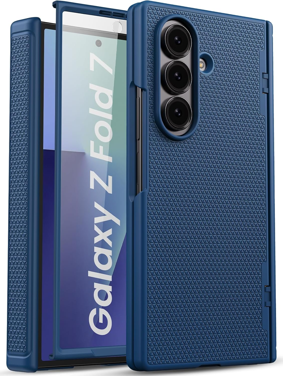 For Samsung Galaxy Z Fold 7 Slim Case with Stand, Glass Screen Protector, Full Hinge Protection, Thin & Rugged, Shockproof Protective Phone Case Cover for Samsung Galaxy Z Fold7 2025, Purple