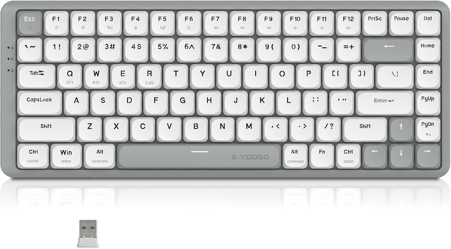 E-YOOSO Z-84 84 Keys Ultra-Slim Wireless Bluetooth/Usb Wired Mechanical Keyboard with White LED Backlit, Low-Profile G Mechanical Red Switch Compatible with Mac Windows image number 5