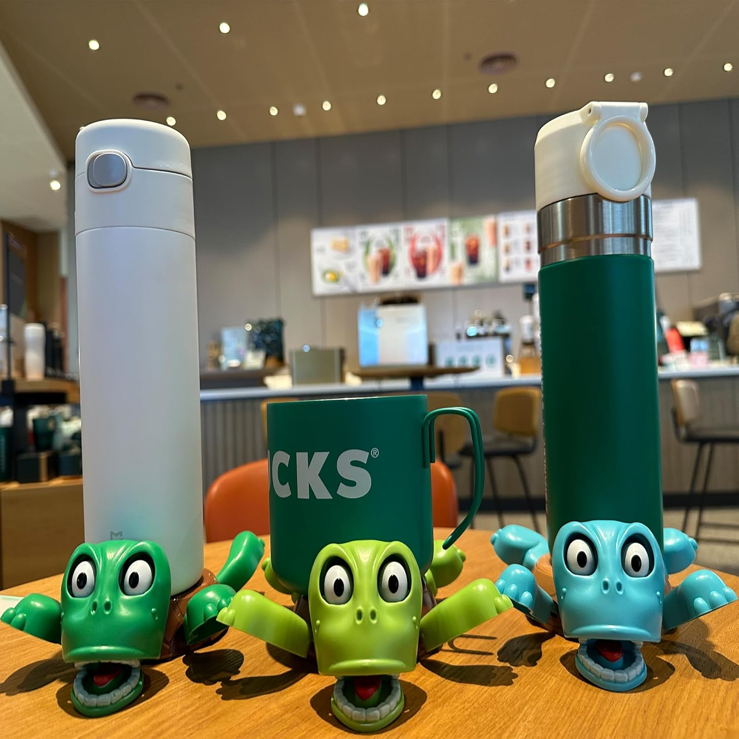 JOD&reg; Turtle Cup Holder,Turtle Coaster with Funny Expression, Cup Holder with Liftable Limbs & Expressive Face for Turtles,Tortoise Lover Gag Gifts Home Decor(Light Green) image number 3