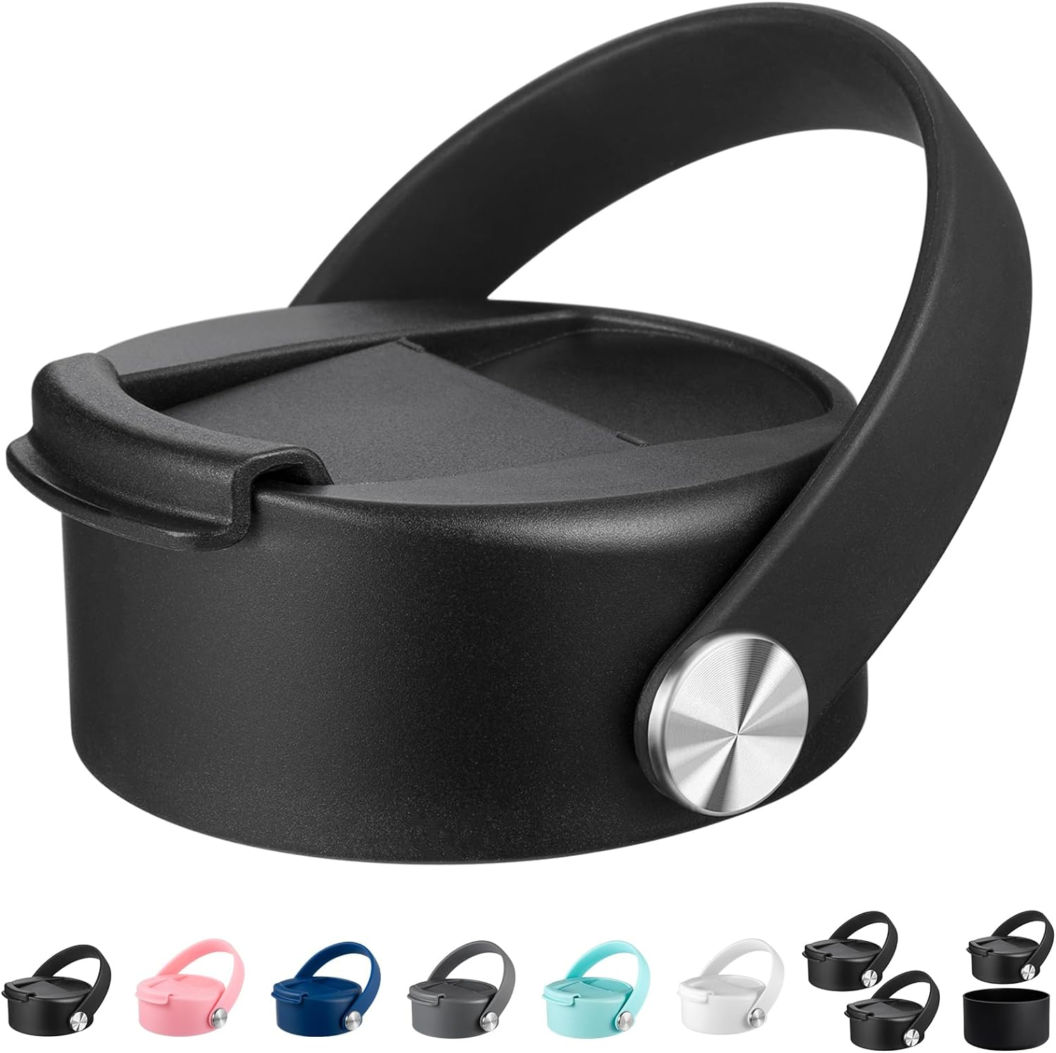 Tzuoieo Flip Lid for Hydro Flask Wide Mouth 32 40 Oz with Flexible Handle, Replacement Coffee Lid Compatible with Hydroflask, Nalgene, and More Top Water Bottle Brands Wide Mouth 32 Oz 40 Oz