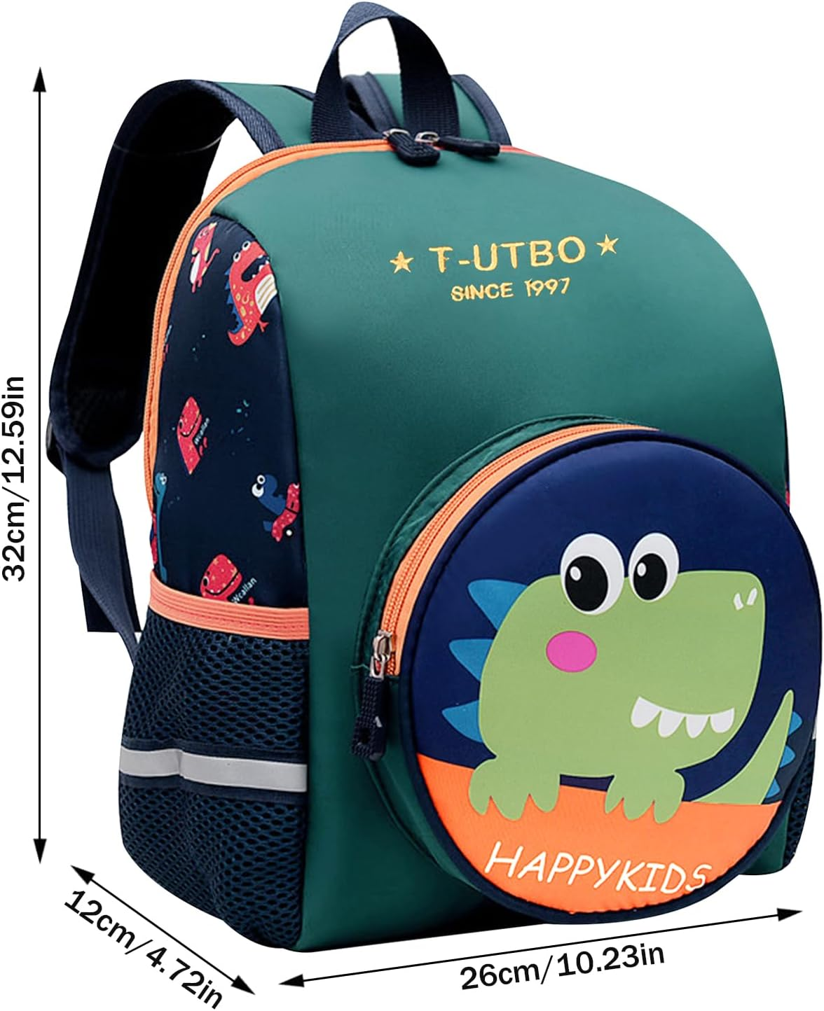 Litinliv Kids Children Dinosaur Backpack with Chest Strap, Toddler Backpack for Nursery, Kindergarten School Bag, Outdoor Rucksack, Kindergarten Nursery Backpack for 2-7 Years Boys Girls, Green, One image number 1