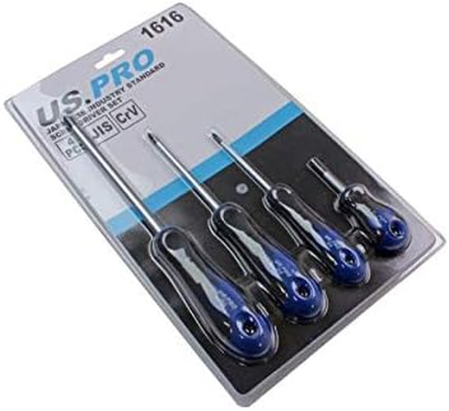 US PRO Tools 4 Piece Japanese Industry Standard Screwdriver Set JIS Ph1,2,3-1616 image number 1