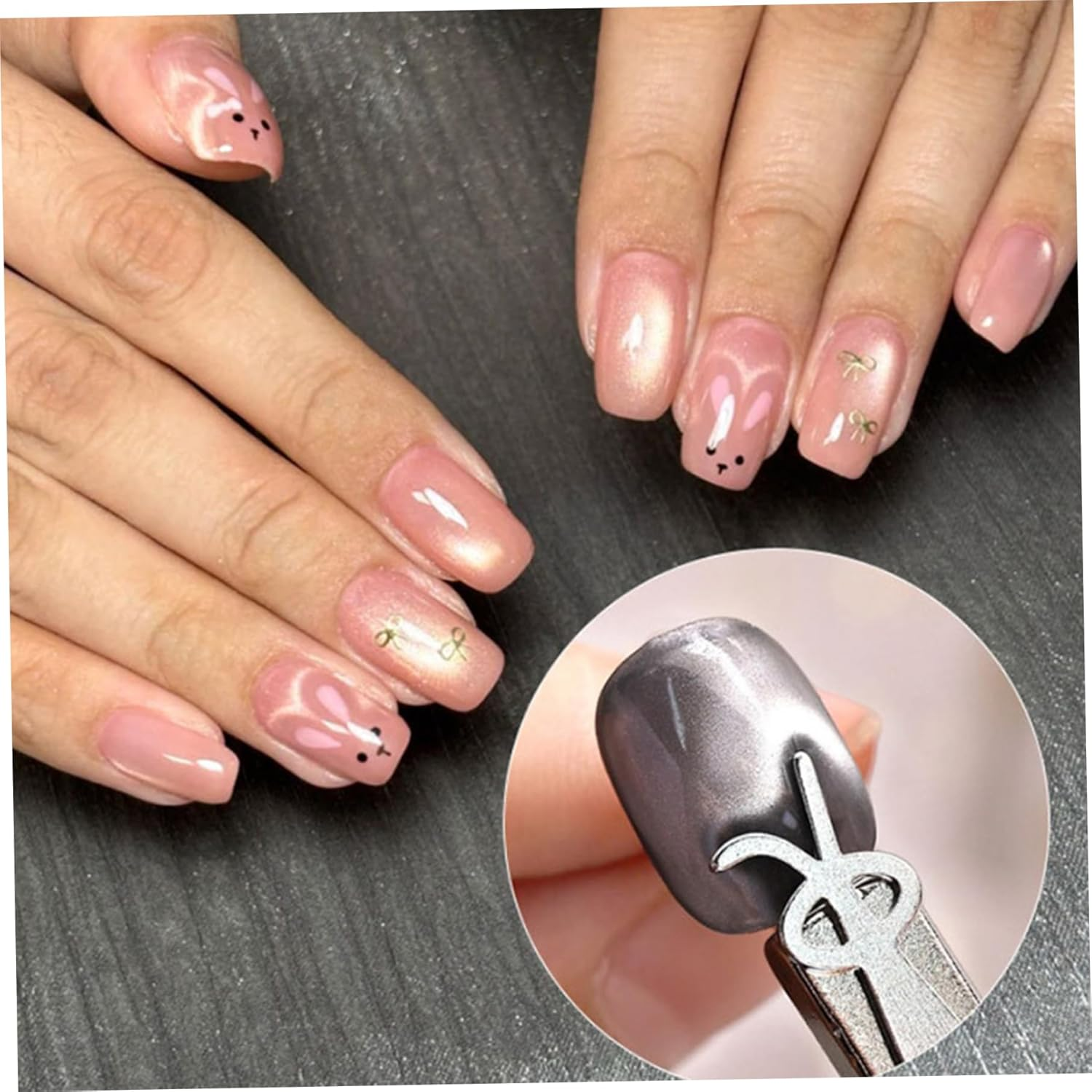 20Pcs Cateye Magnet for Nails, Heart & Rabbit & Bear Shape Metal Cat Eye Gel Nail Polish Magnet for DIY Manicure Kit, Home, Cat Eye Gel Nail Polish, Heart For image number 2