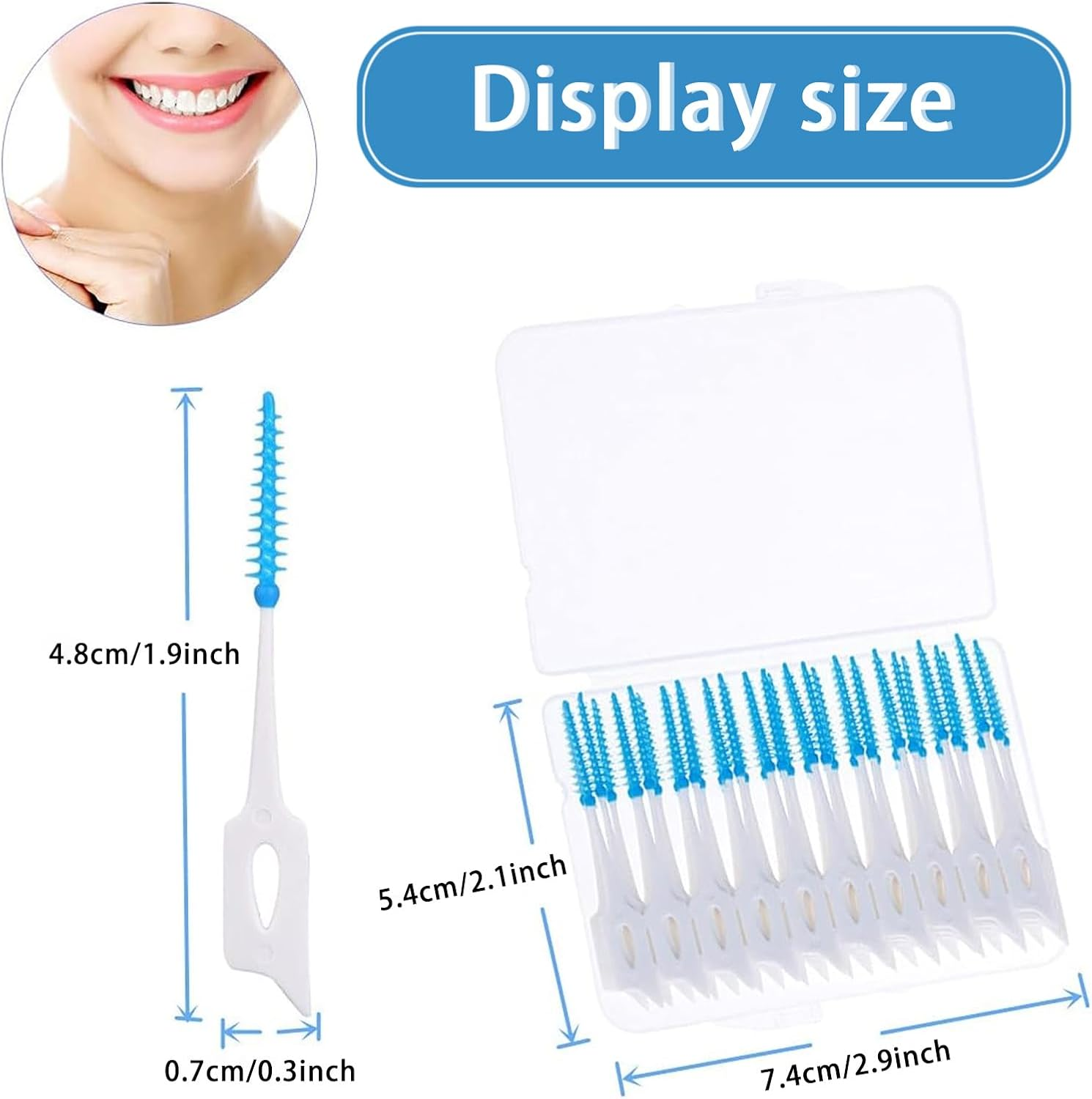 120 Pcs Disposable Interdental Brushes - Dual Head Toothpick Floss Brushes for Oral Deep Cleaning, Portable Dental Care Tools (White-Blue) image number 4