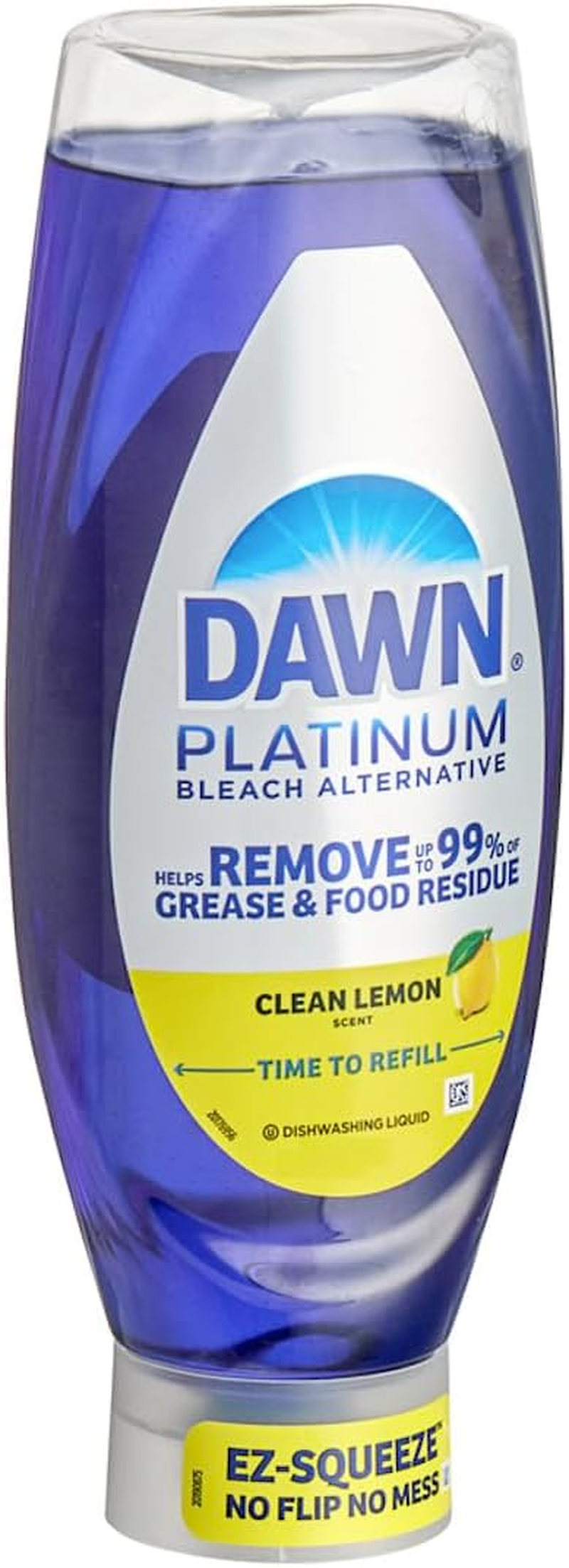 Dawn Platinum EZ Squeeze 606Ml (20.5FL OZ) Clean Lemon Scent - Removes 99% of Grease and Food Residue