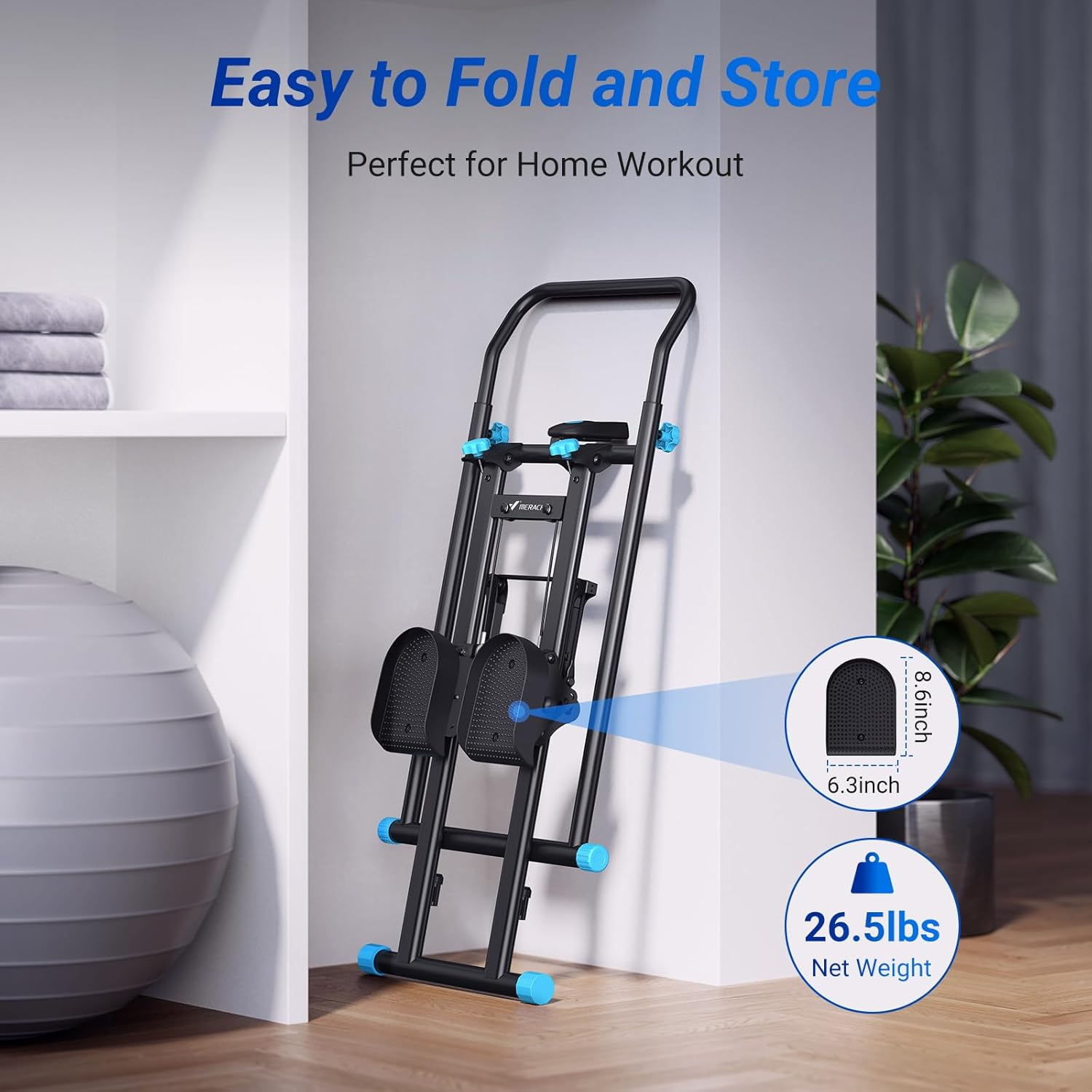 MERACH Stair Stepper for Home Gym Exercise, New Version Vertical Climber Machine for Full-Body Workout, Compact Folding Cardio Exercise Climber with Extended Step Range image number 4