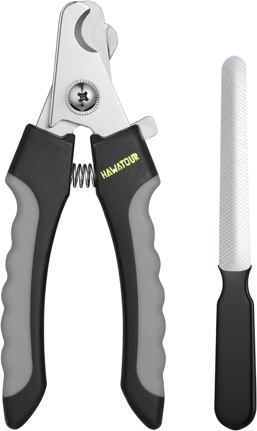 HAWATOUR Dog Nail Clippers, Professional Pet Nail Clipper & Trimmers with Safety Guard to Avoid over Cutting, Grooming Razor with Nail File for Medium and Large Dog and Cat, Gray image number 5