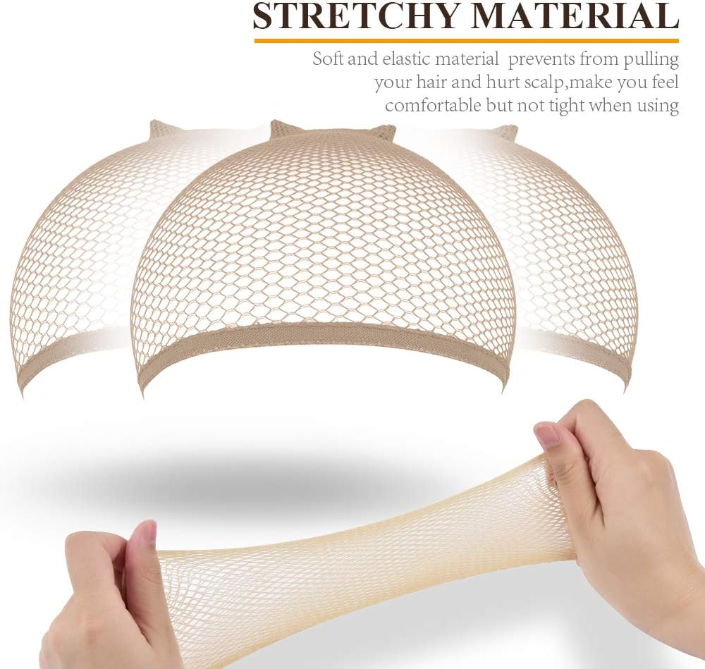 MORGLES Mesh Wig Cap, 6 Pcs Fishnet Wig Cap for Women Non Slip Weave Close End Hair Net - Black image number 6