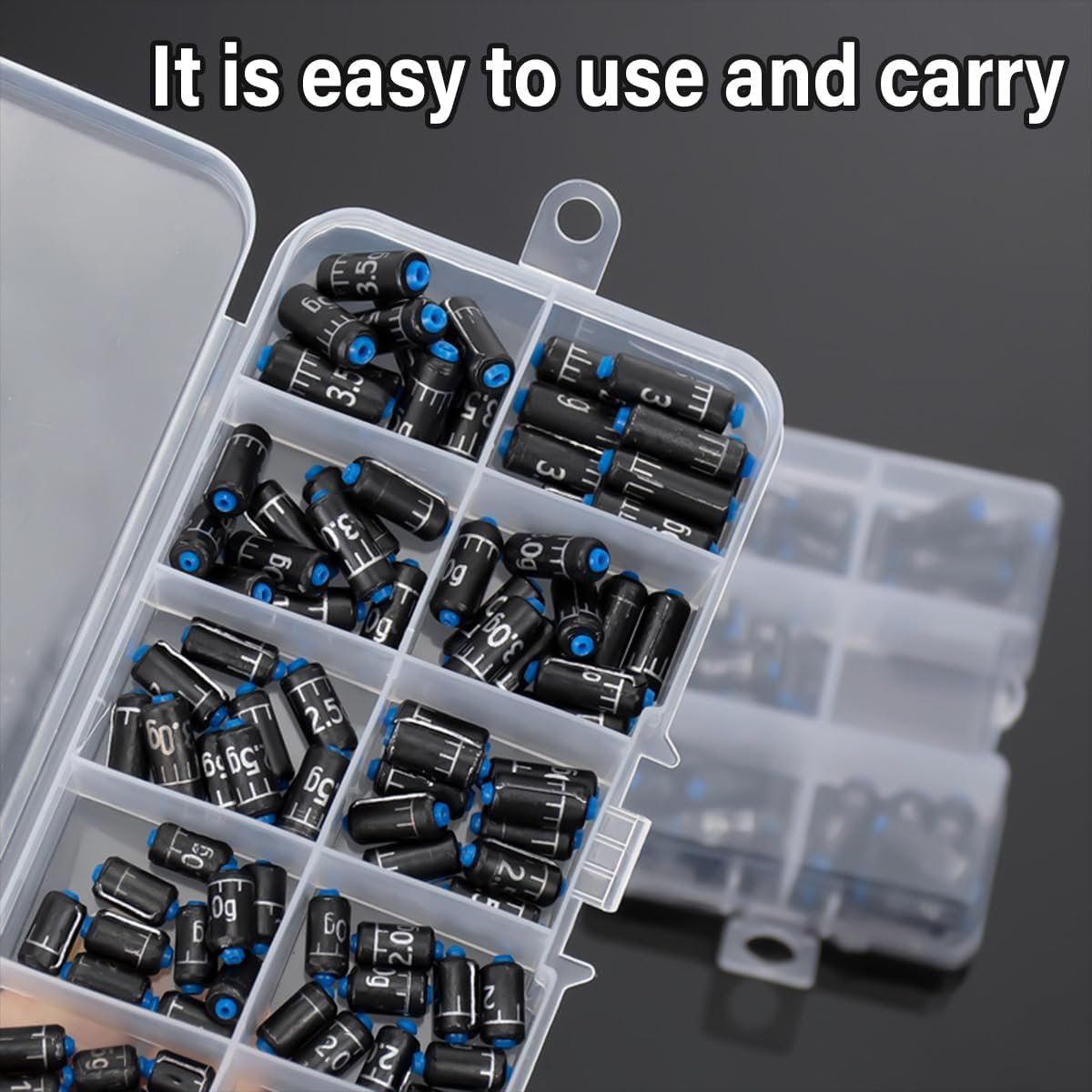 AIMALL Scale Marked Fishing Lead Weights - 100PCS Fast-Sinking Camouflage Lead Boxed Fishing Weights with Clear Markings for Precision Angling image number 2