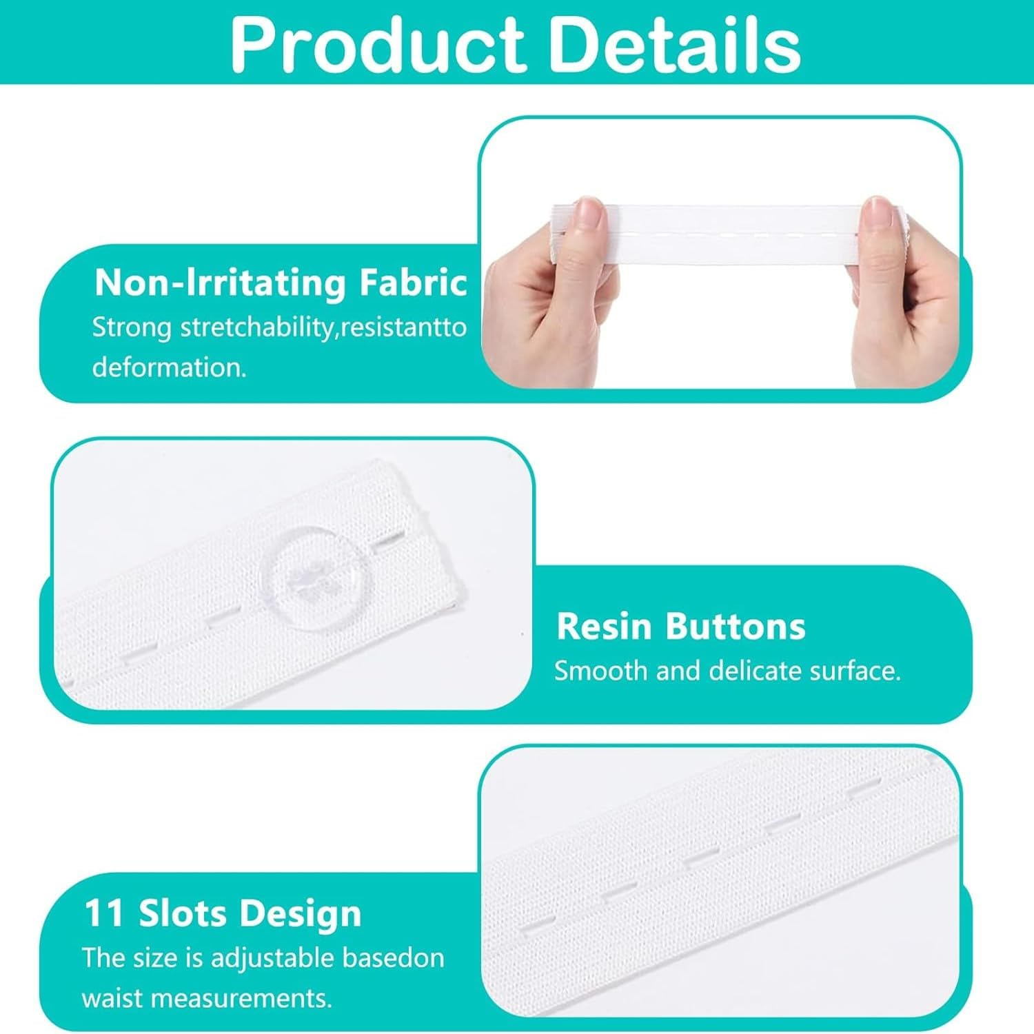 Kids Waist Adjuster Jean Pants Tightener for Waist Button Clips Suitable for Both Men and Women (White) image number 2