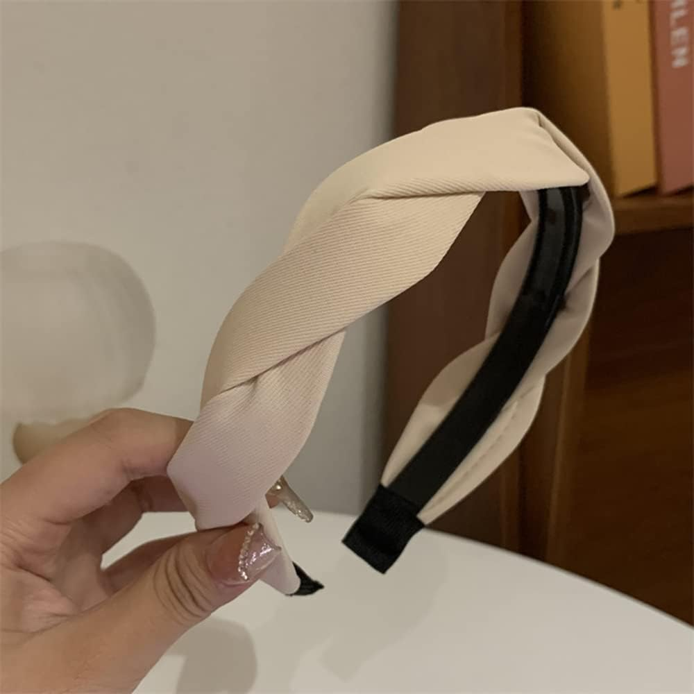 Headband, Sweet Braid Hair Bands, Elegant Style Headwear for Daily Work Party, Versatile Hair Accessories for Women Girls Boys Kids Men, Beige Colour image number 6