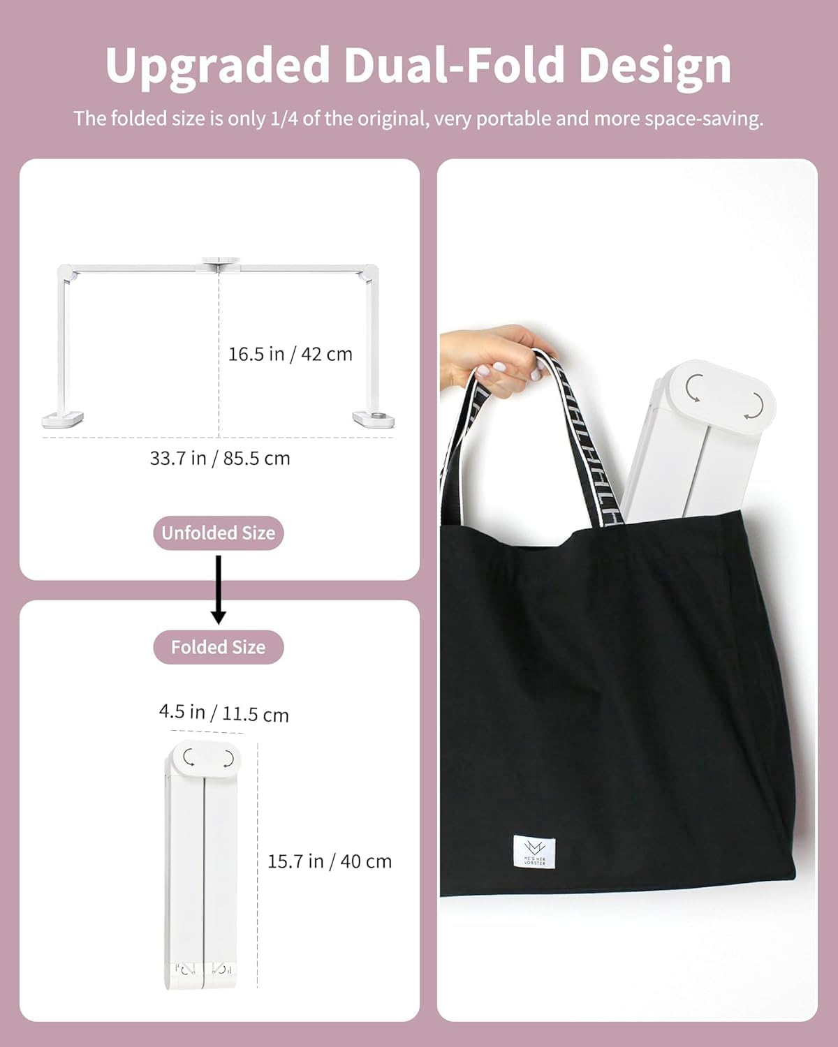 Foldable Nail Lamp for Desk Large Wide Half Moon Light with with 3 Modes 3000-6500K LED - No Glare Craft Desk Light for Manicure Lash Task for Esthetician 33.5'' image number 3