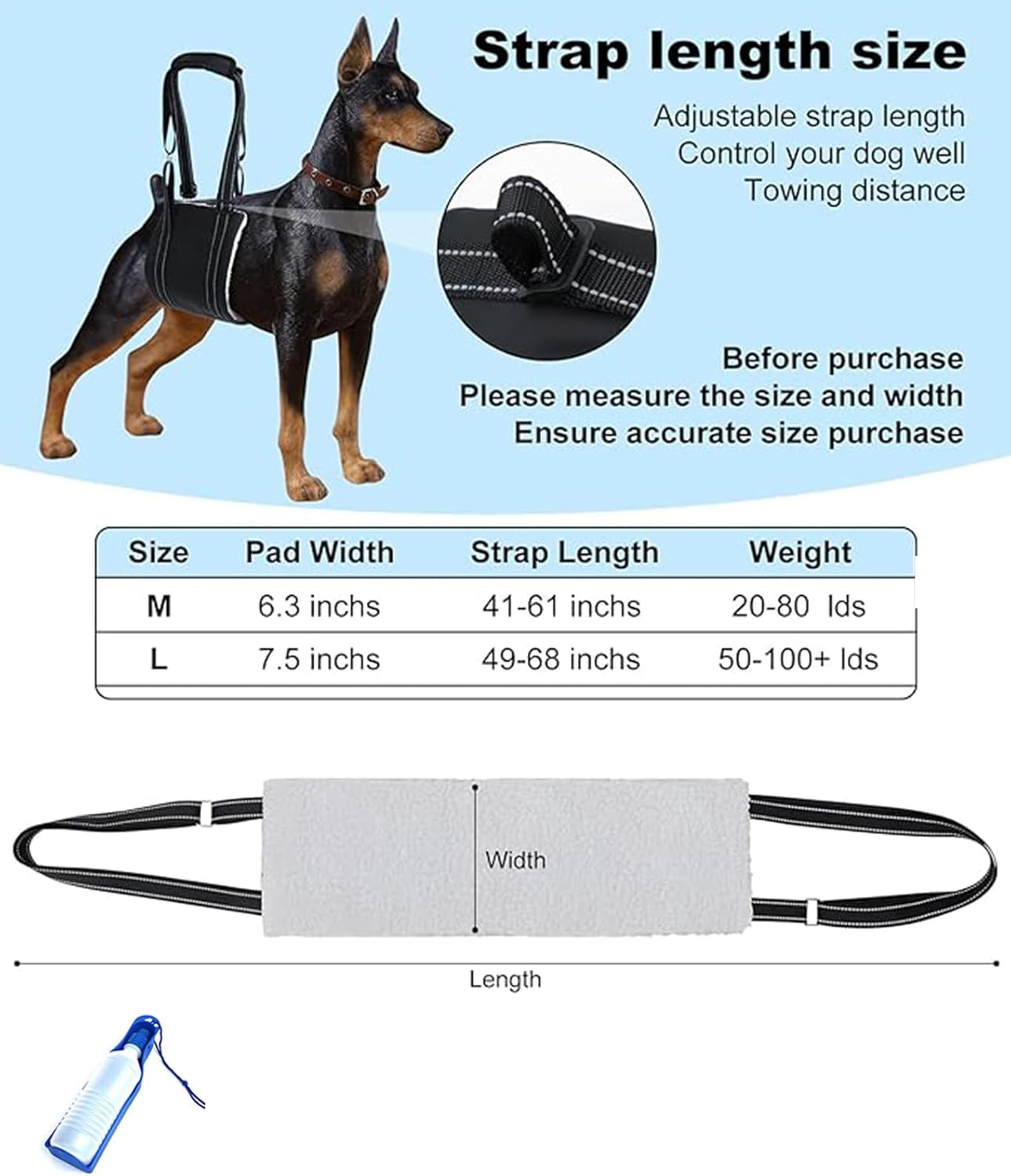 Dog Sling for Dogs Hind Leg Support, Pet Lift Harness for Rear - End Support to Help Lift Pet'S Rear, Assist the Pet Who Are Senior, Injured, Disabled or after Surgery (M) image number 5